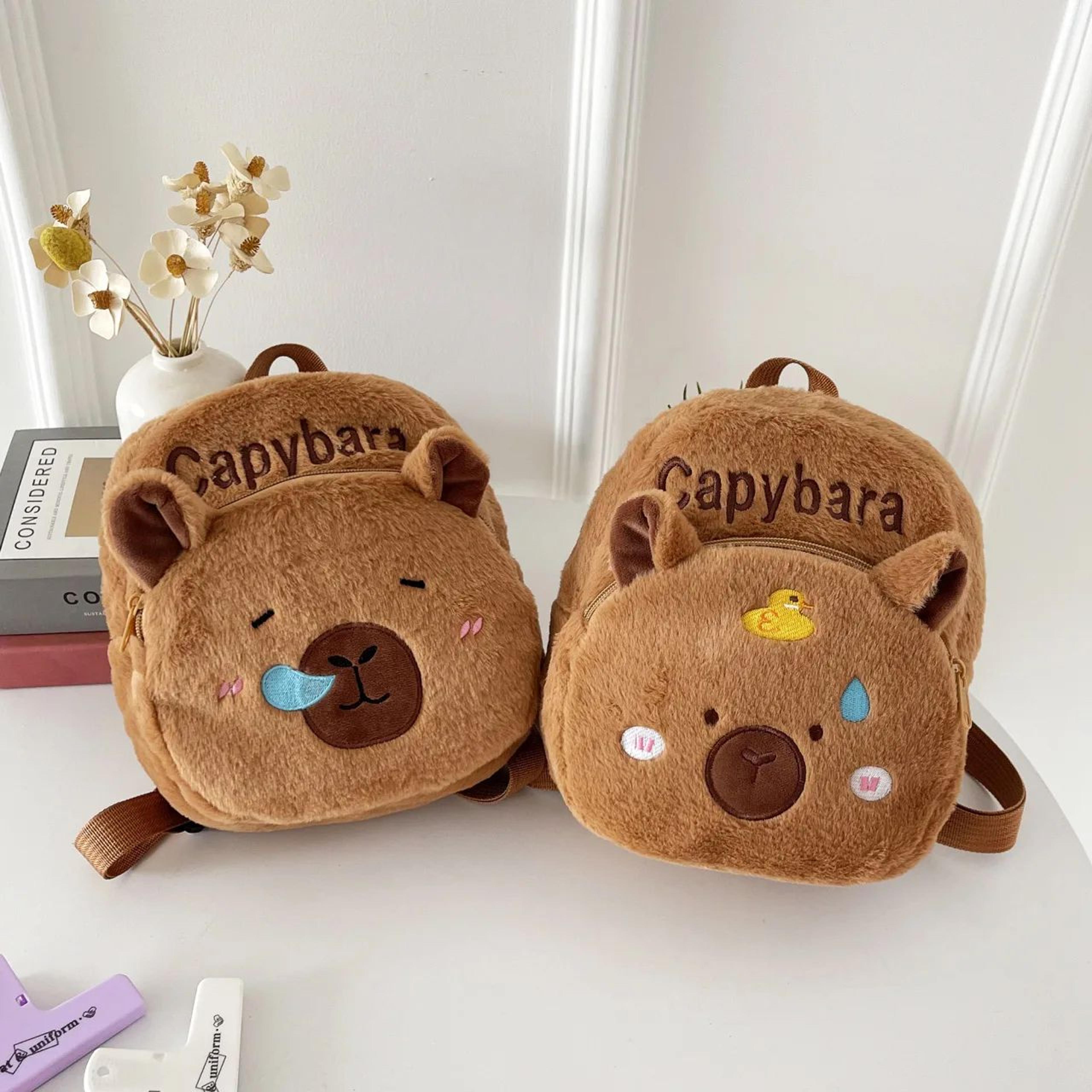 cute capybara plush backpack – cartoon animal shoulder bag for girls, kids & women