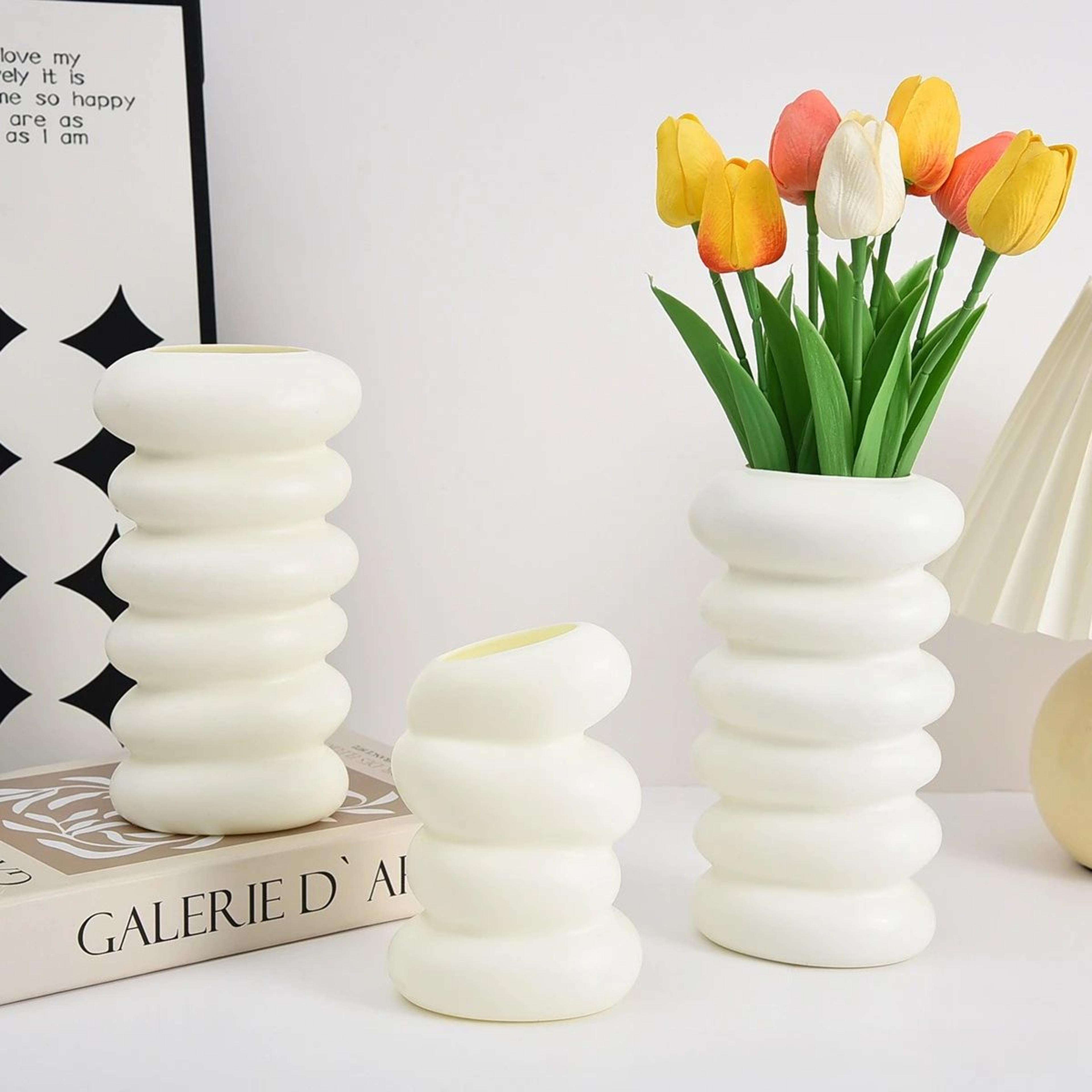 nordic spiral white resin vase – modern decorative flower vase for living room, bedroom & home decor