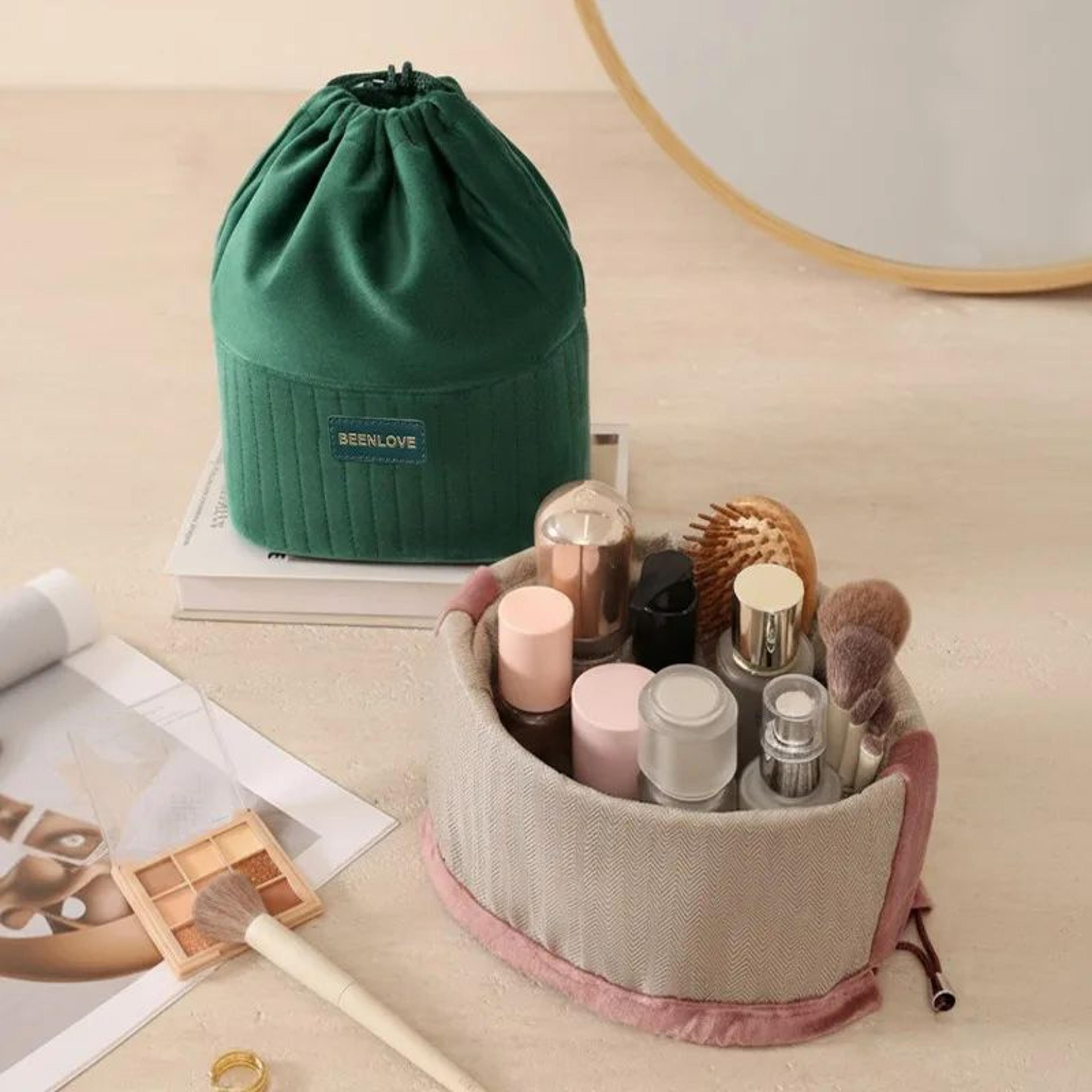 large capacity velvet makeup bag – women's cosmetic organizer toiletry pouch for travel & daily use