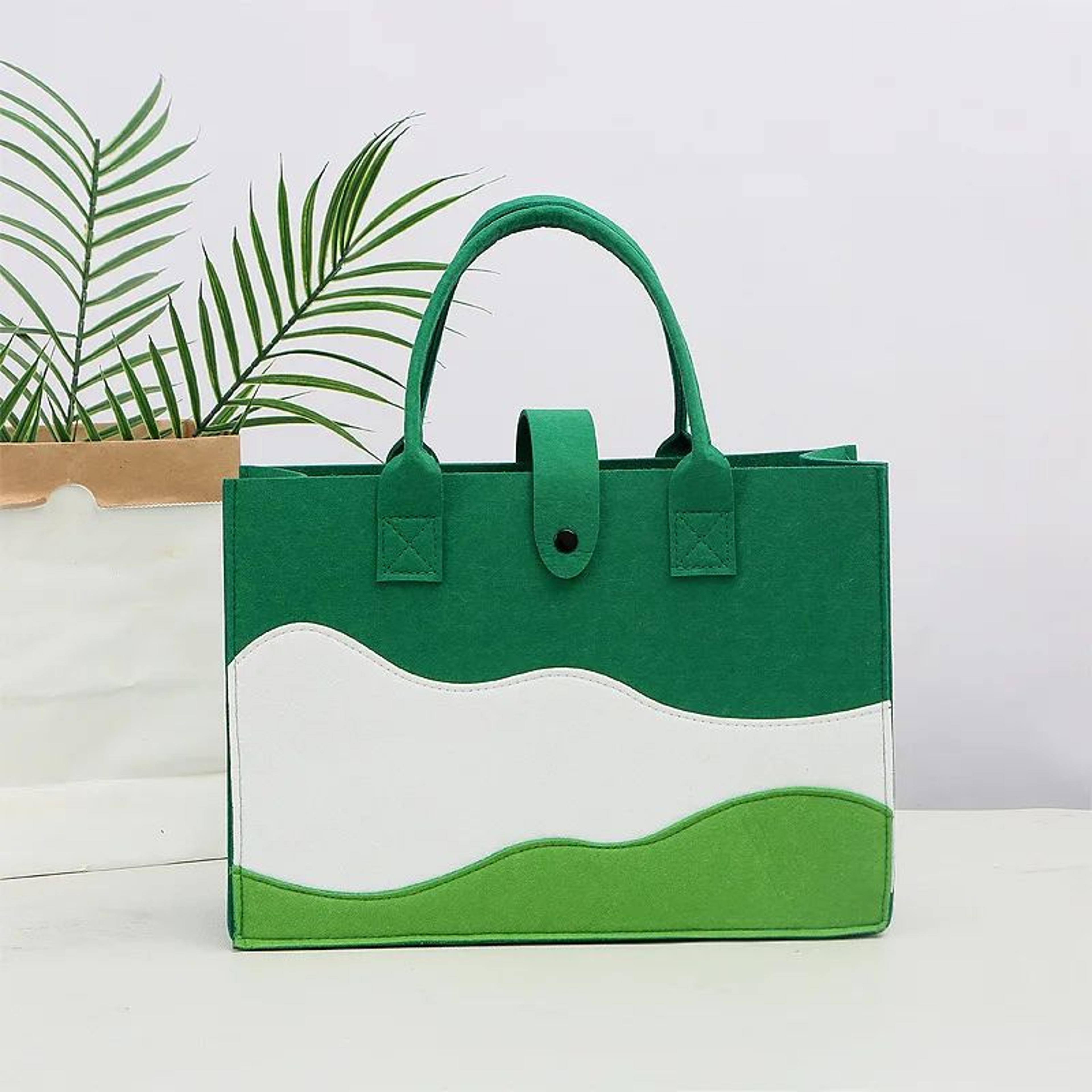 2025 national style mountain peak felt tote bag – large capacity commuter shoulder shopping bag