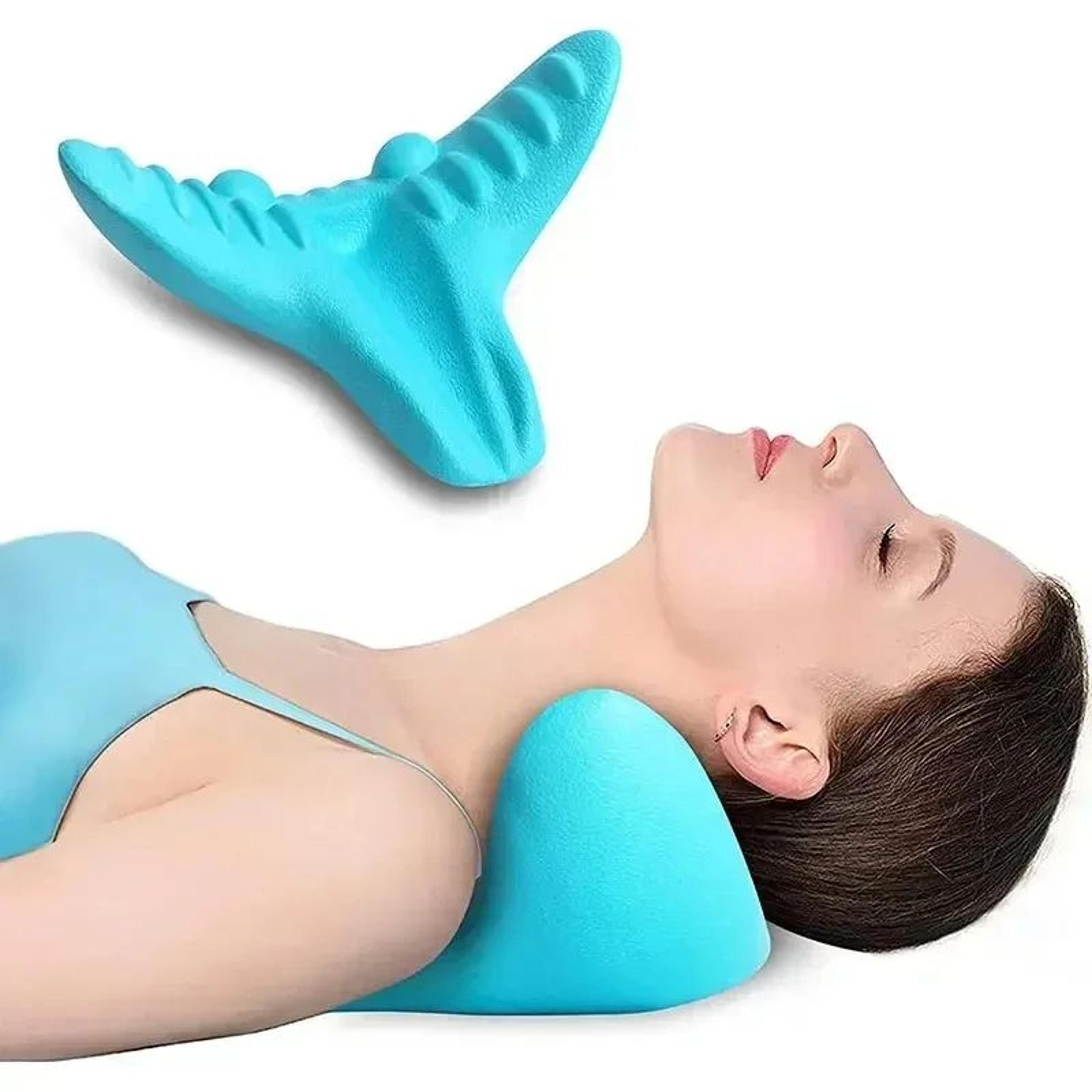 ergonomic cervical neck traction pillow – neck & shoulder relaxer, acupressure neck stretcher massage support