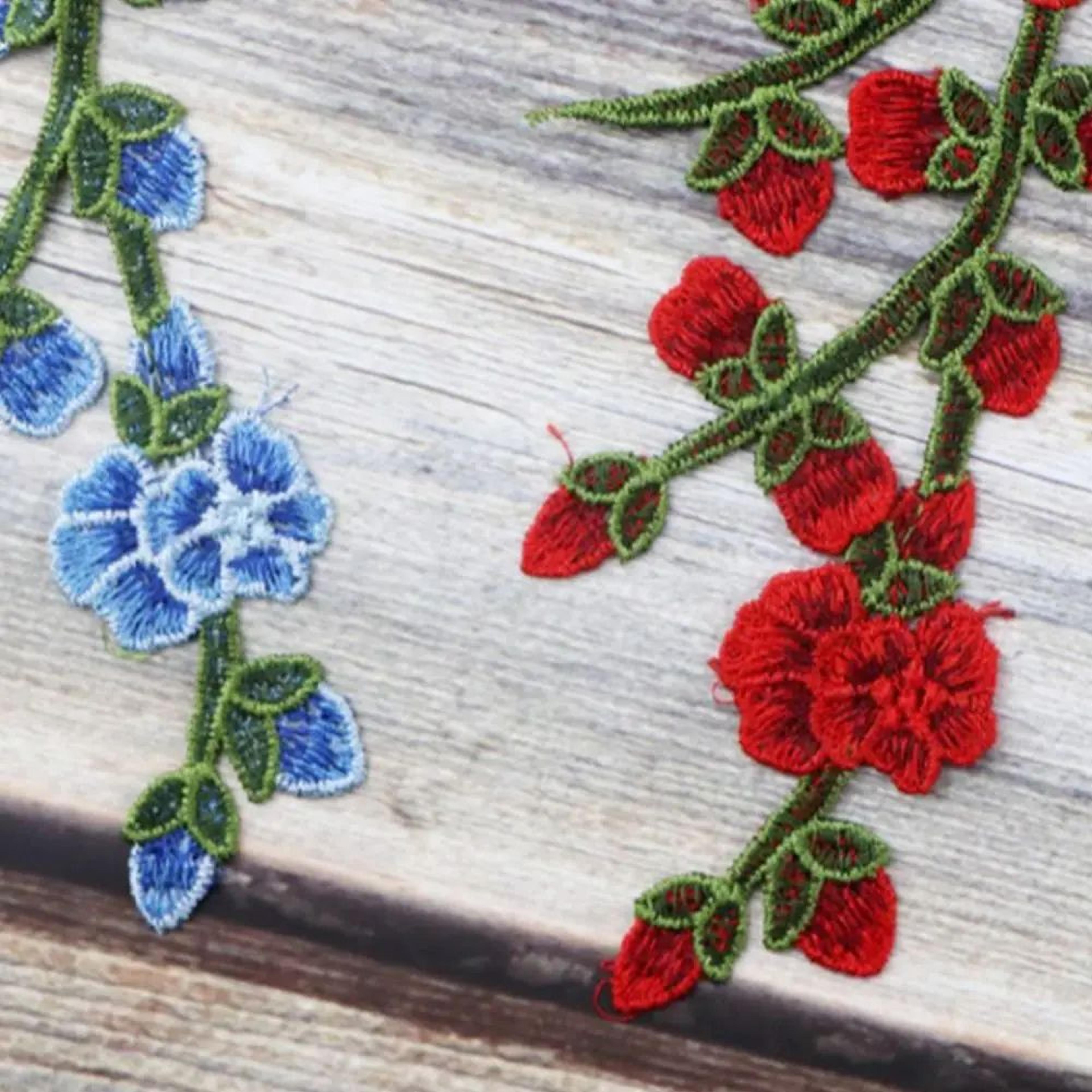 diy colorful floral iron-on embroidery patch – long flower applique for clothes, bags & diy craft decoration
