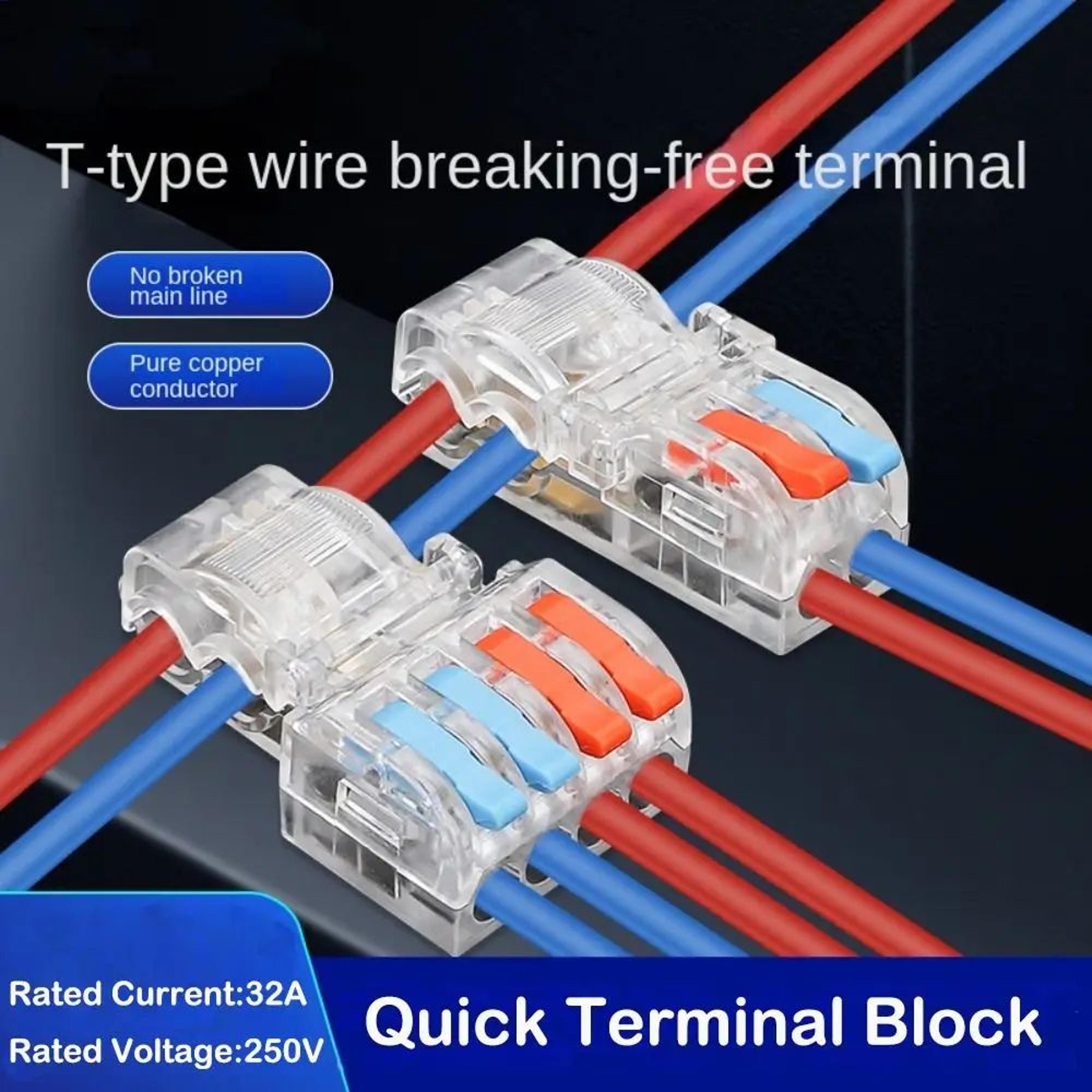 mini t-type quick wire connector – insulated electrical splice terminal block for fast cable connections