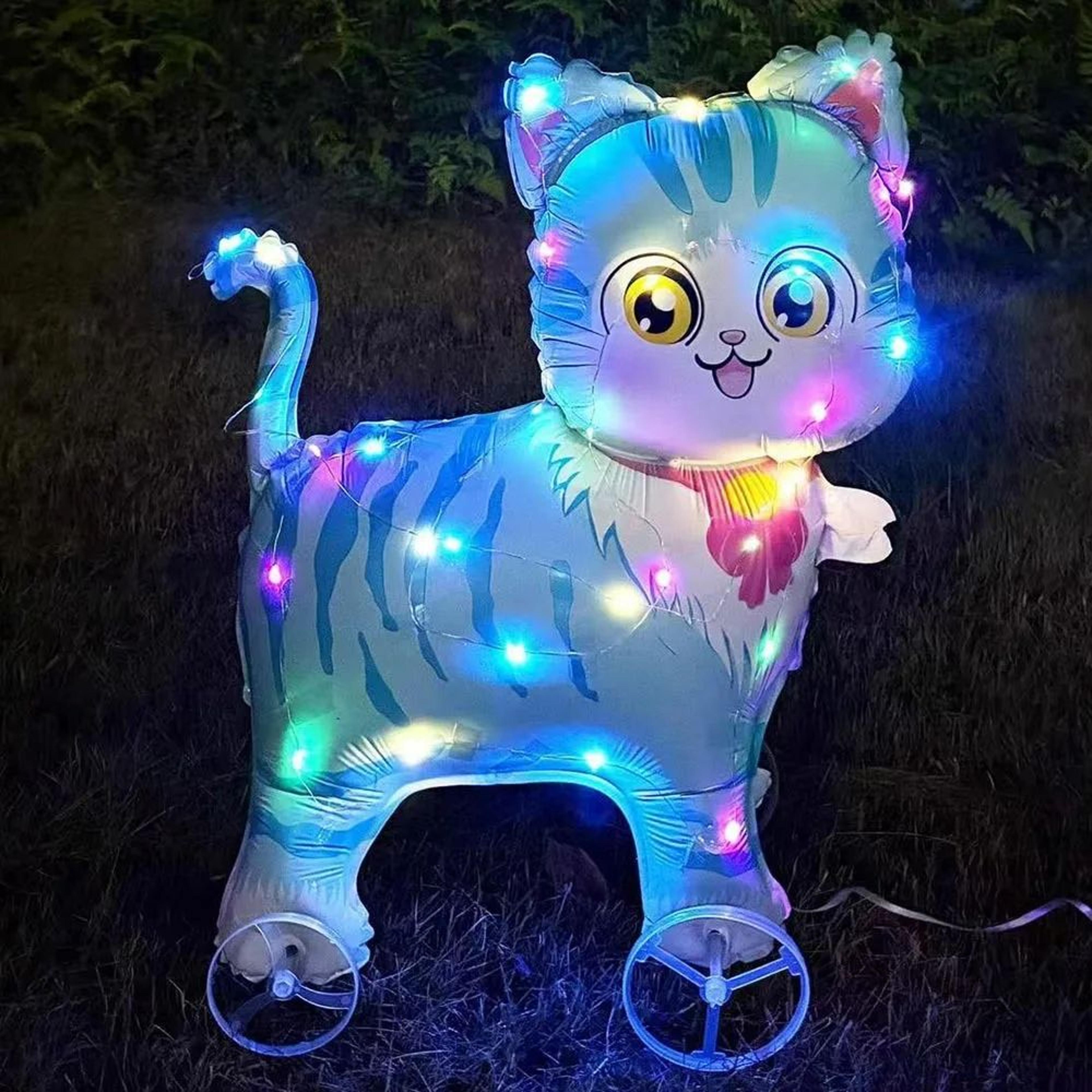 3d cartoon animal walking balloon with led light – standing foil balloon on wheels for kids' parties & birthday decor