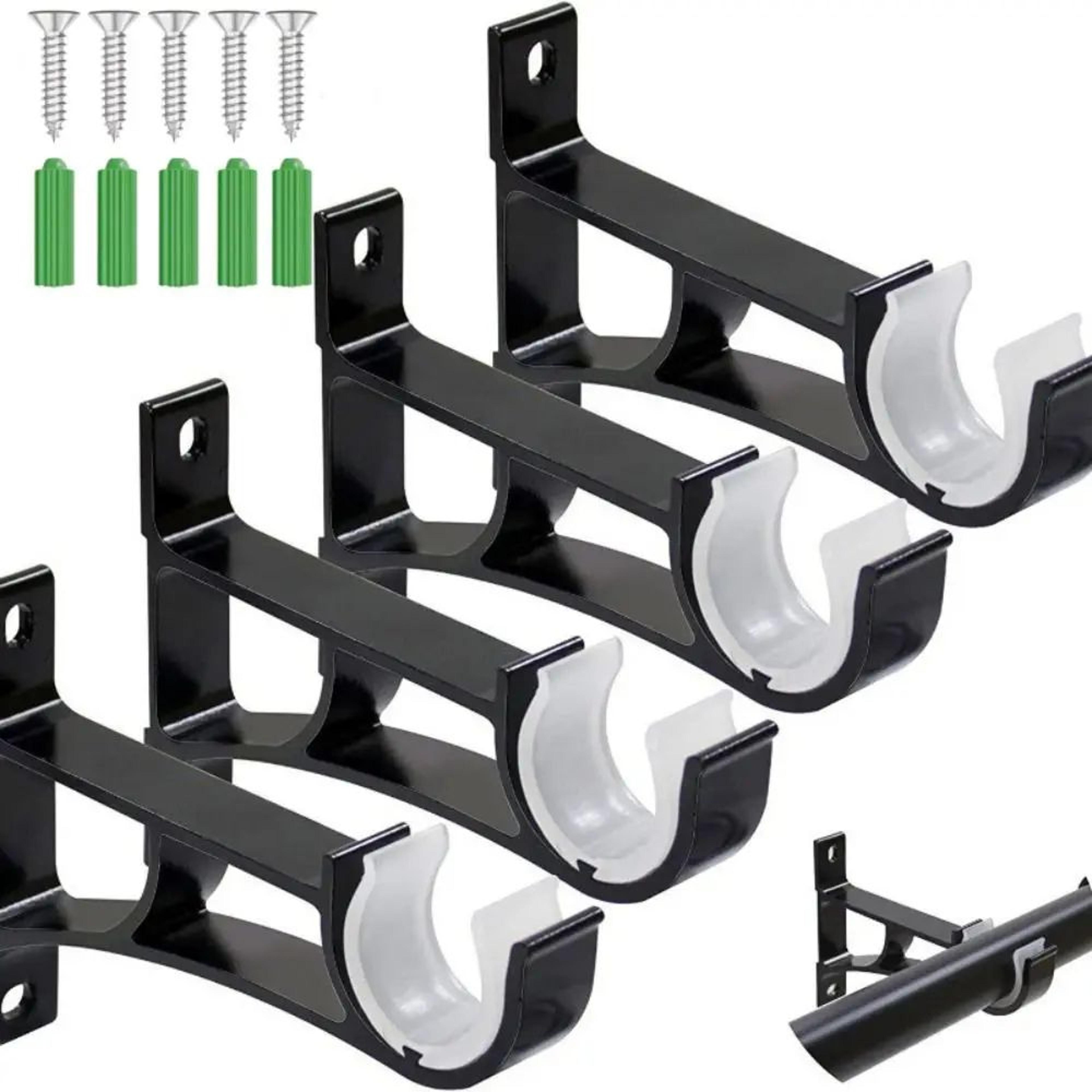 heavy-duty aluminum alloy curtain rod support bracket – single metal curtain rod holder with screws