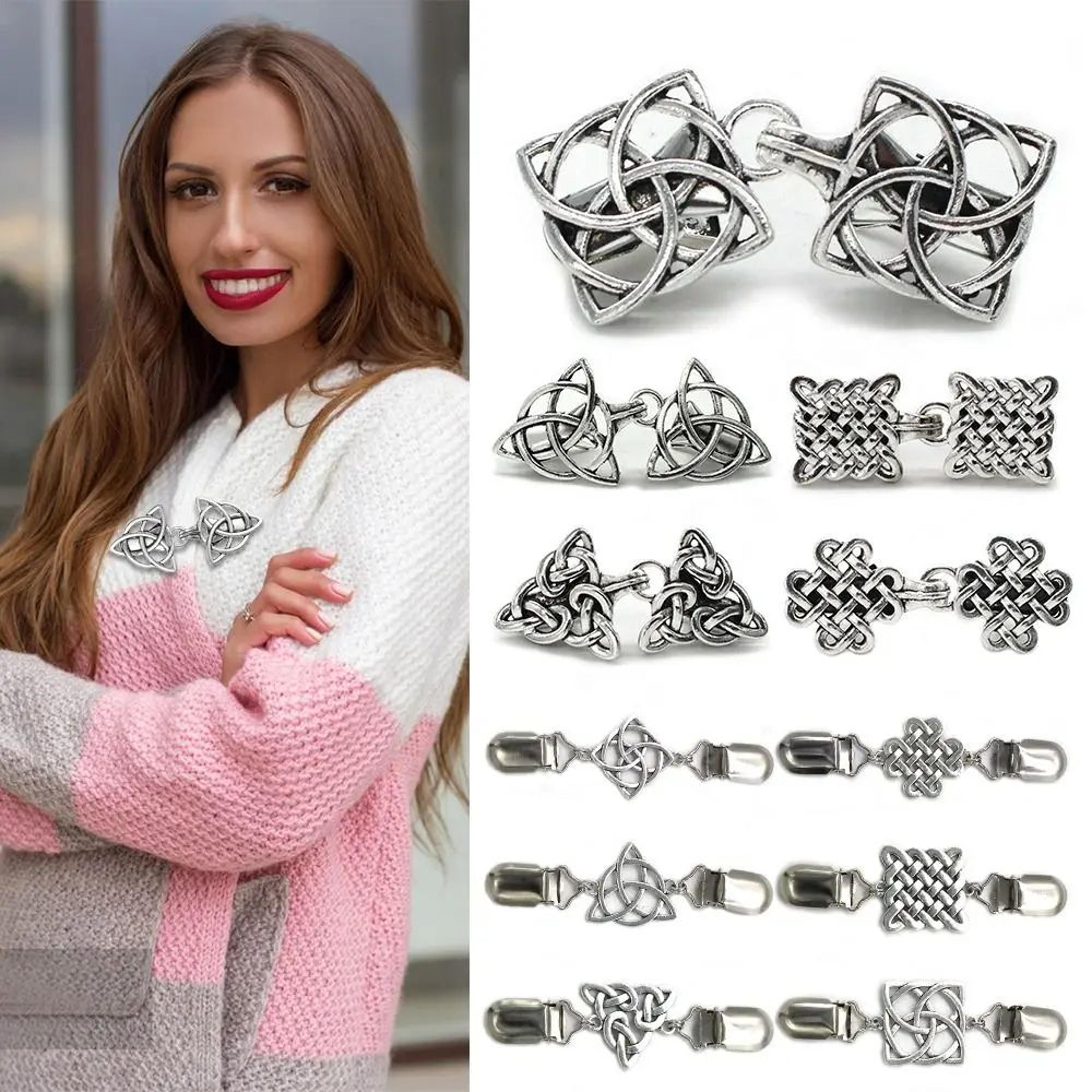 vintage cardigan clip brooch – zinc alloy sweater shawl clasp pin for blouses, dresses & scarves