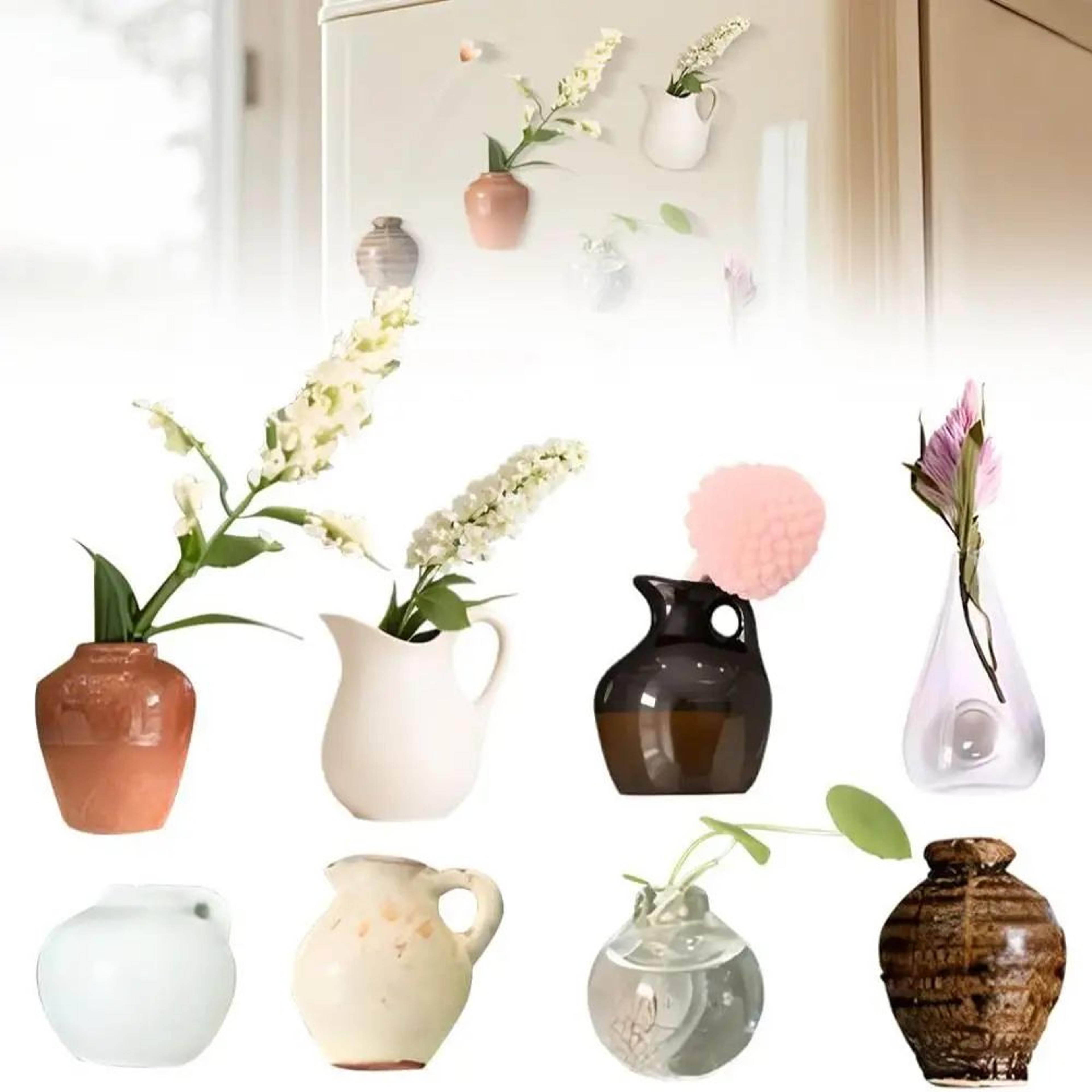 mini ceramic vase fridge magnet – decorative magnetic flower holder for refrigerator, whiteboard & home decor