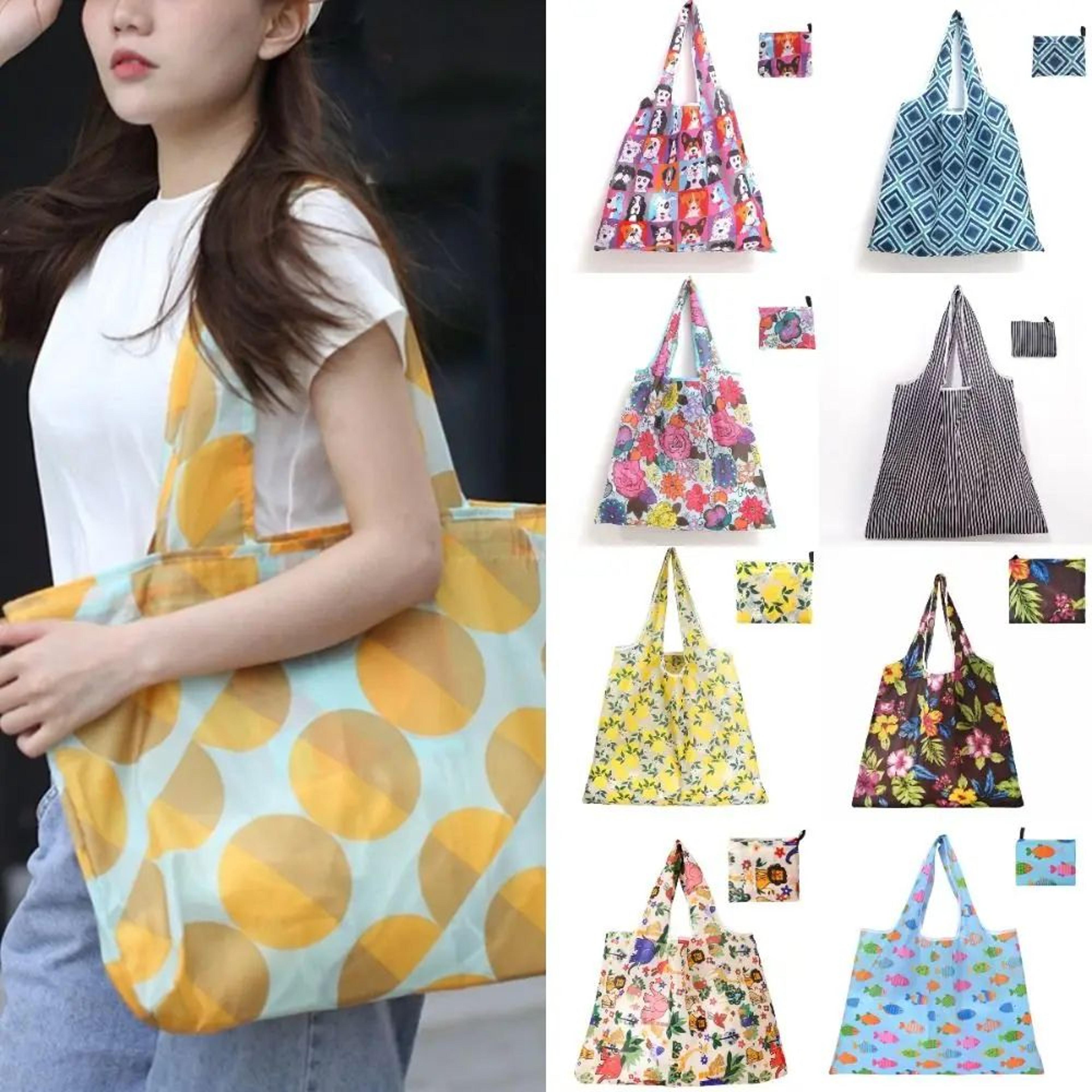 large capacity foldable shopping tote bag – reusable lightweight eco-friendly grocery & travel storage bag