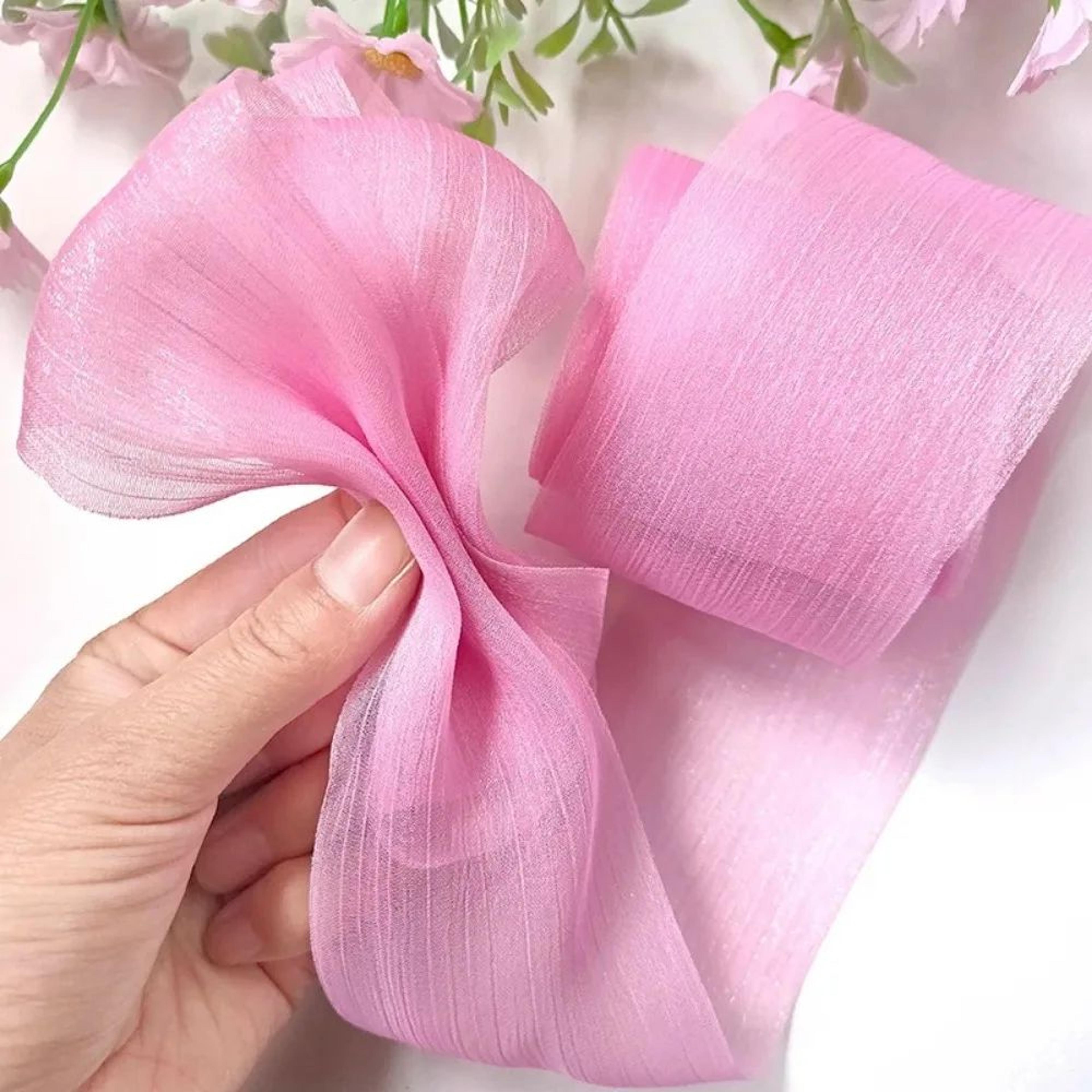 5m pleated chiffon ribbon – 2.36-in wide tulle ribbon for diy hair bows, bouquets, gift wrapping & wedding decor