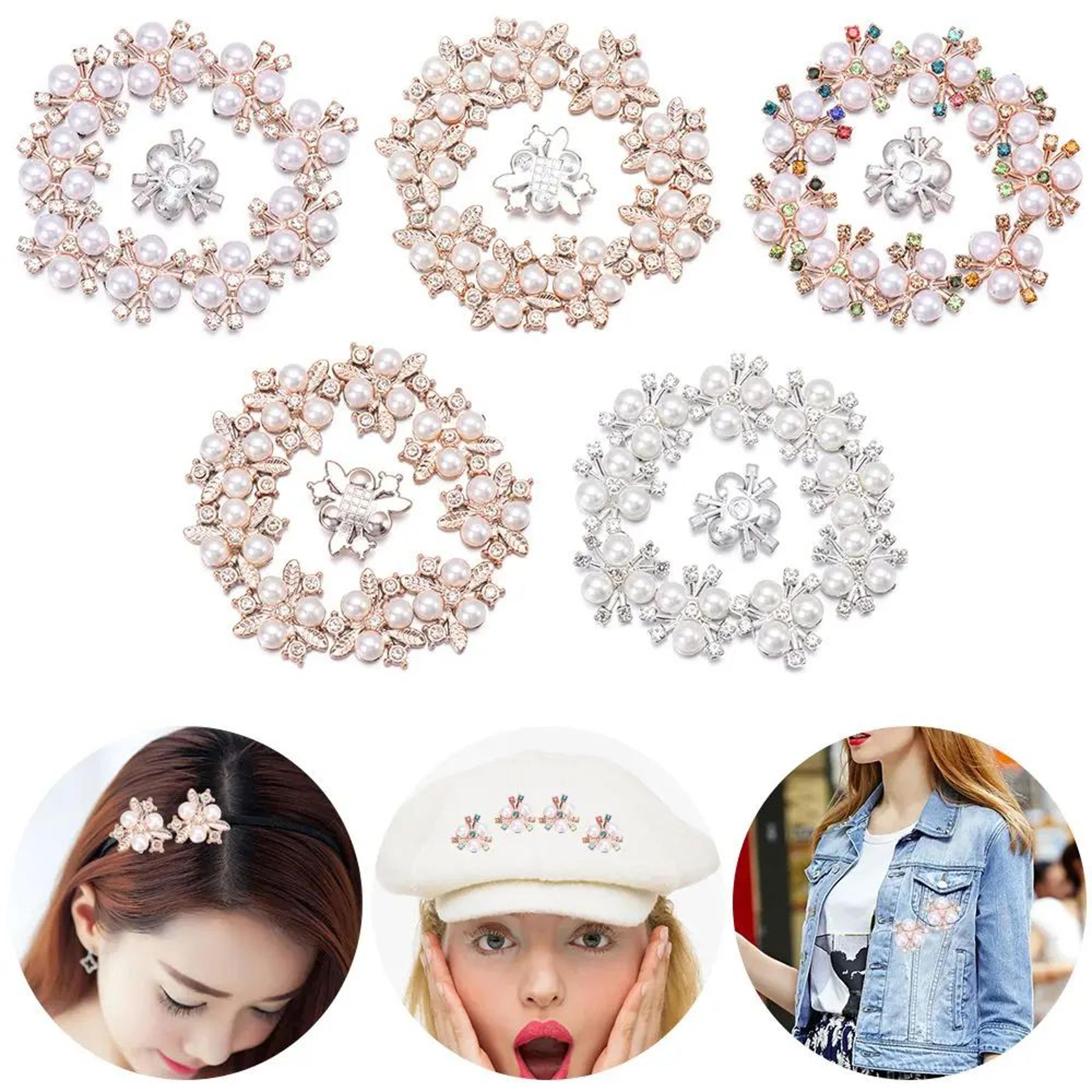 10pcs sparkling flower pearl rhinestone buttons – decorative hair clips for hats, headbands, clothing & diy crafts