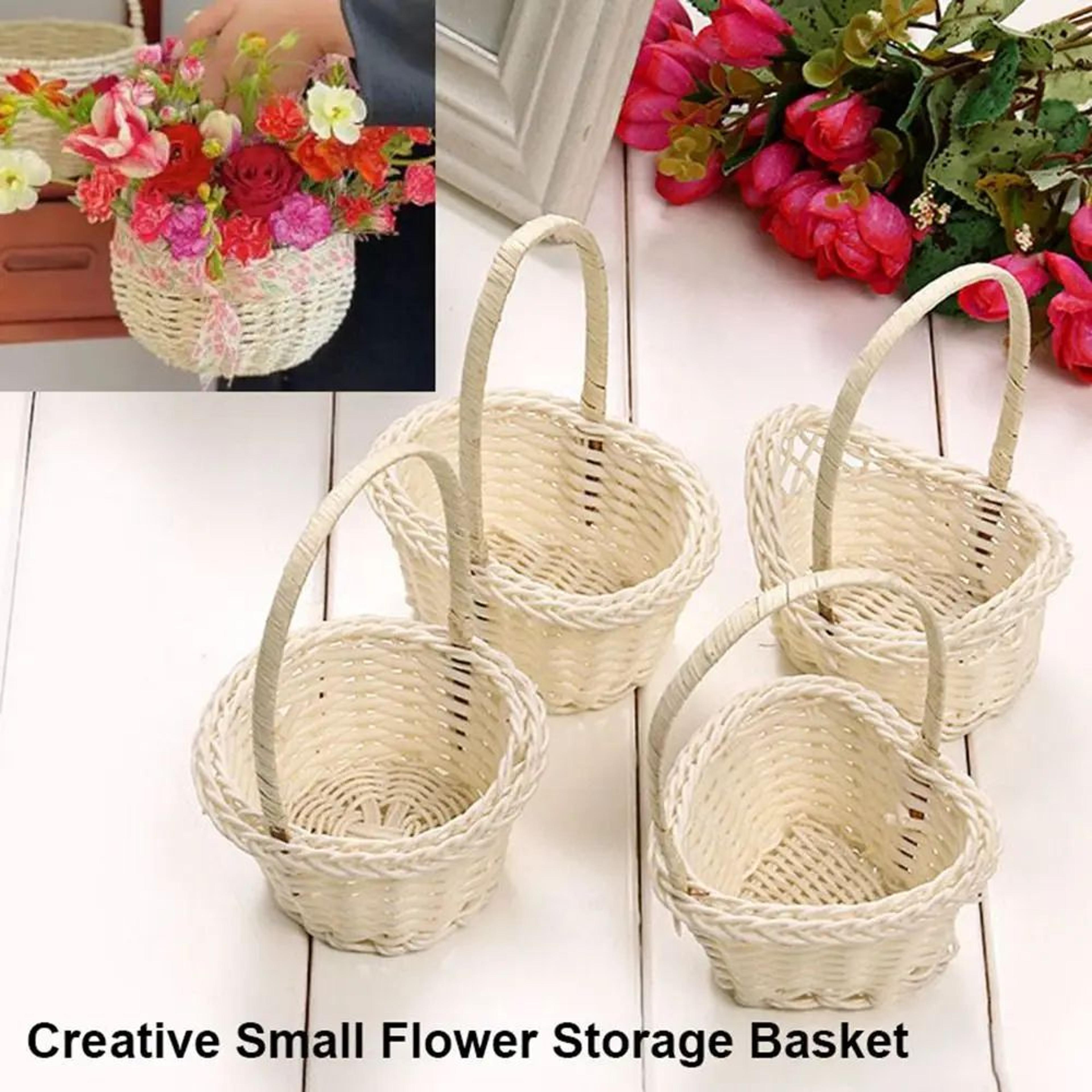 hand-woven rattan flower basket – heart, oval & round decorative storage basket with handle