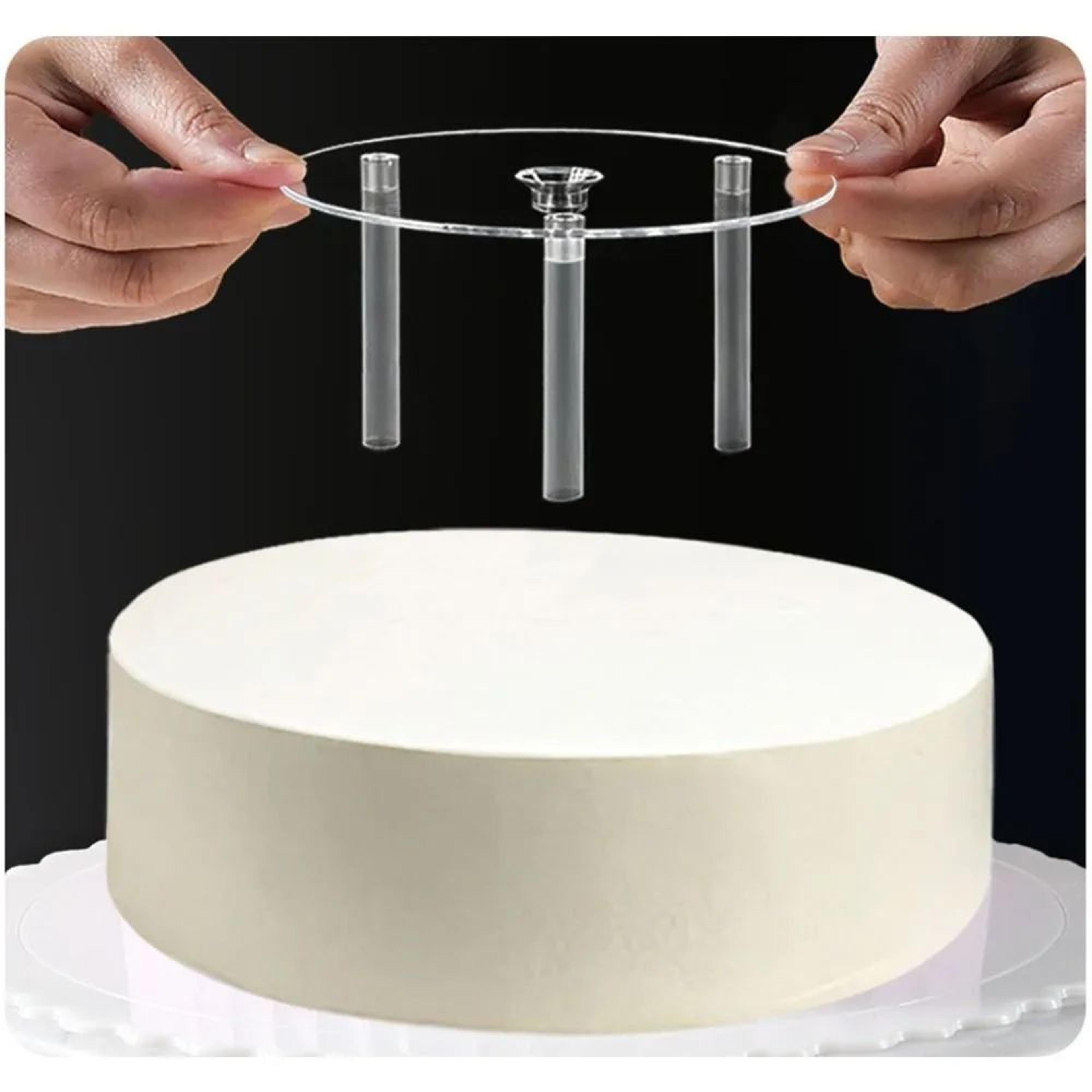 multi-layer cake tier support set – reusable round cake boards with transparent plastic dowel rods for stacked cakes