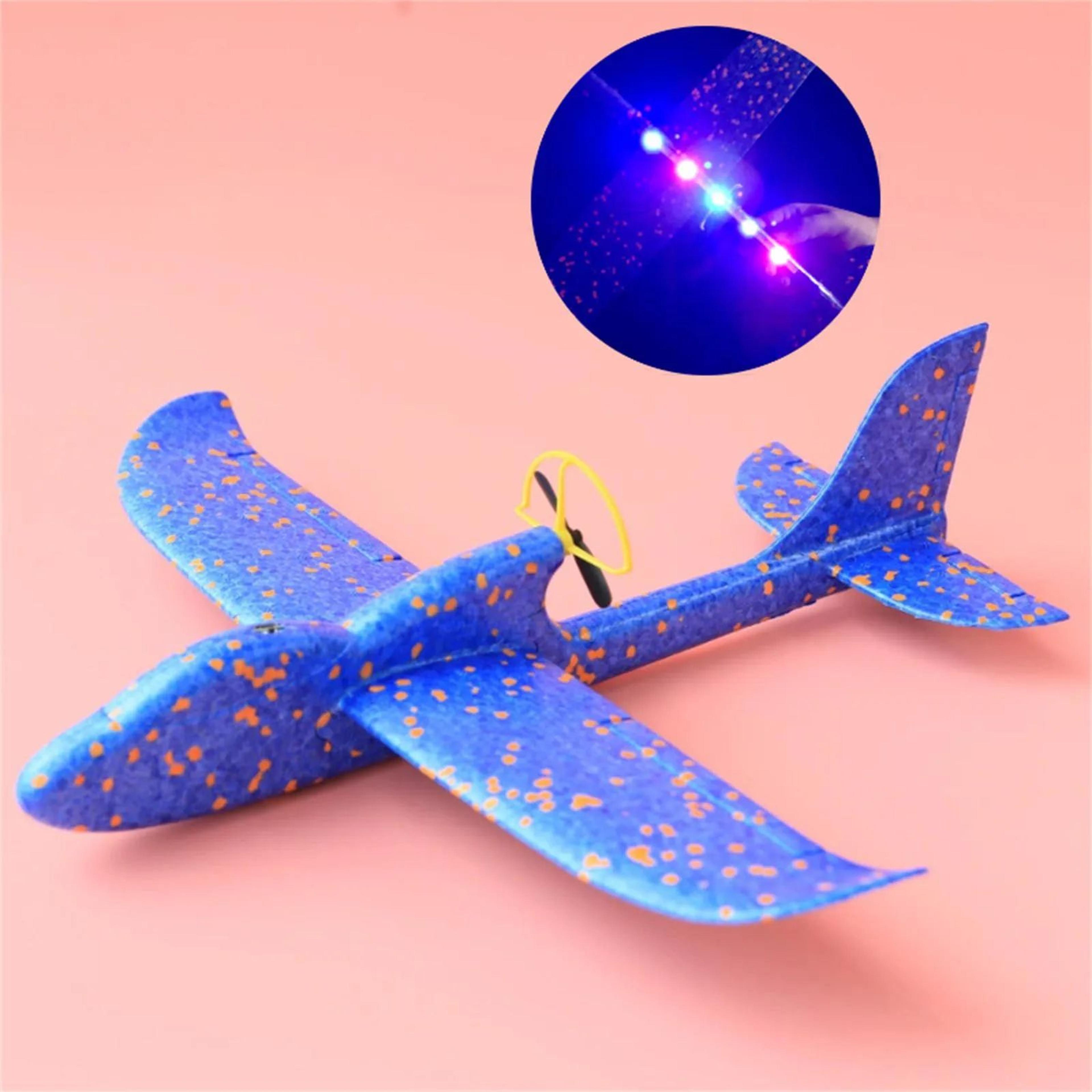 electric foam airplane toy with led lights – rechargeable hand-throw glider with automatic flight modes for kids