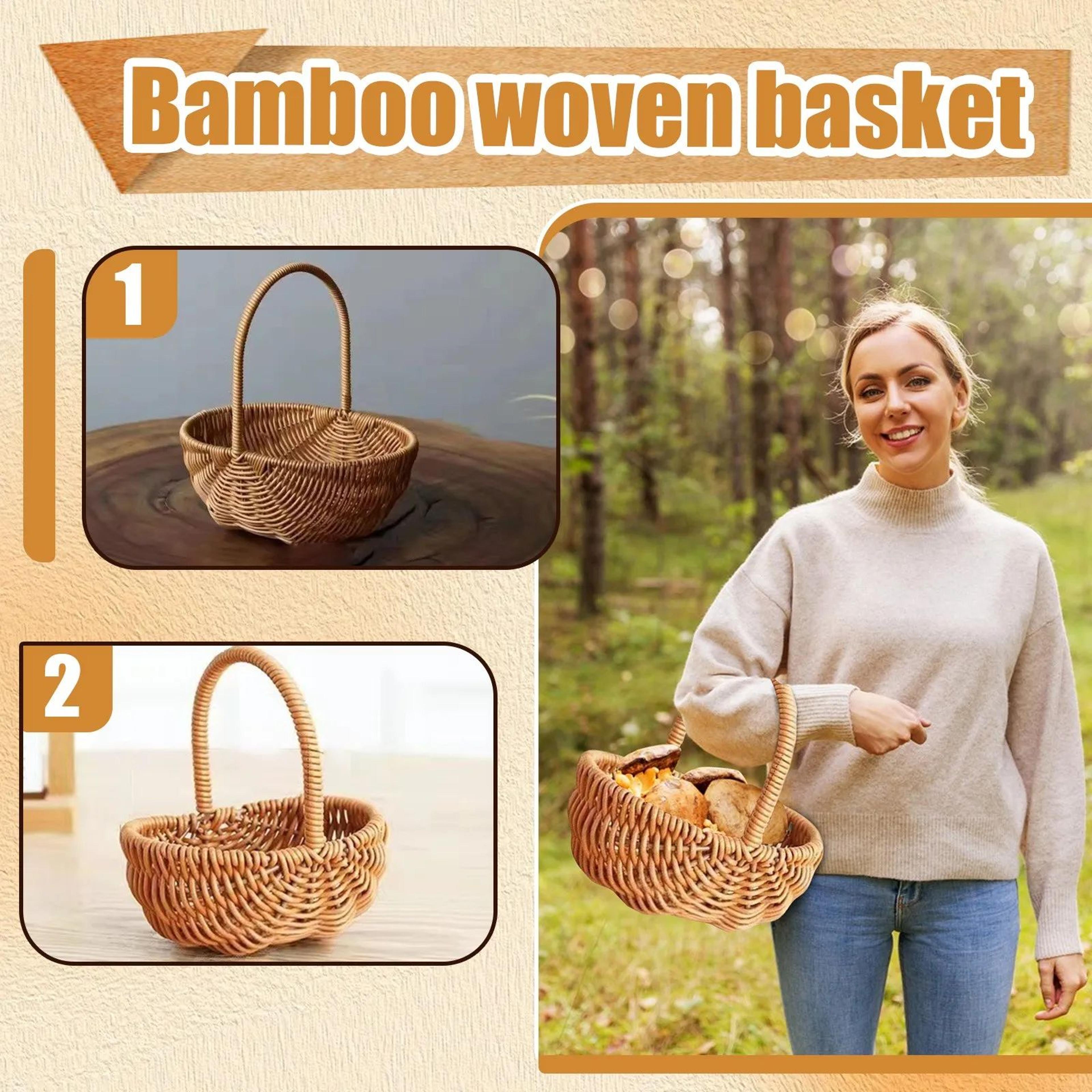 hand-woven rattan flower basket – decorative wicker storage basket with handle for flowers, fruits & home decor