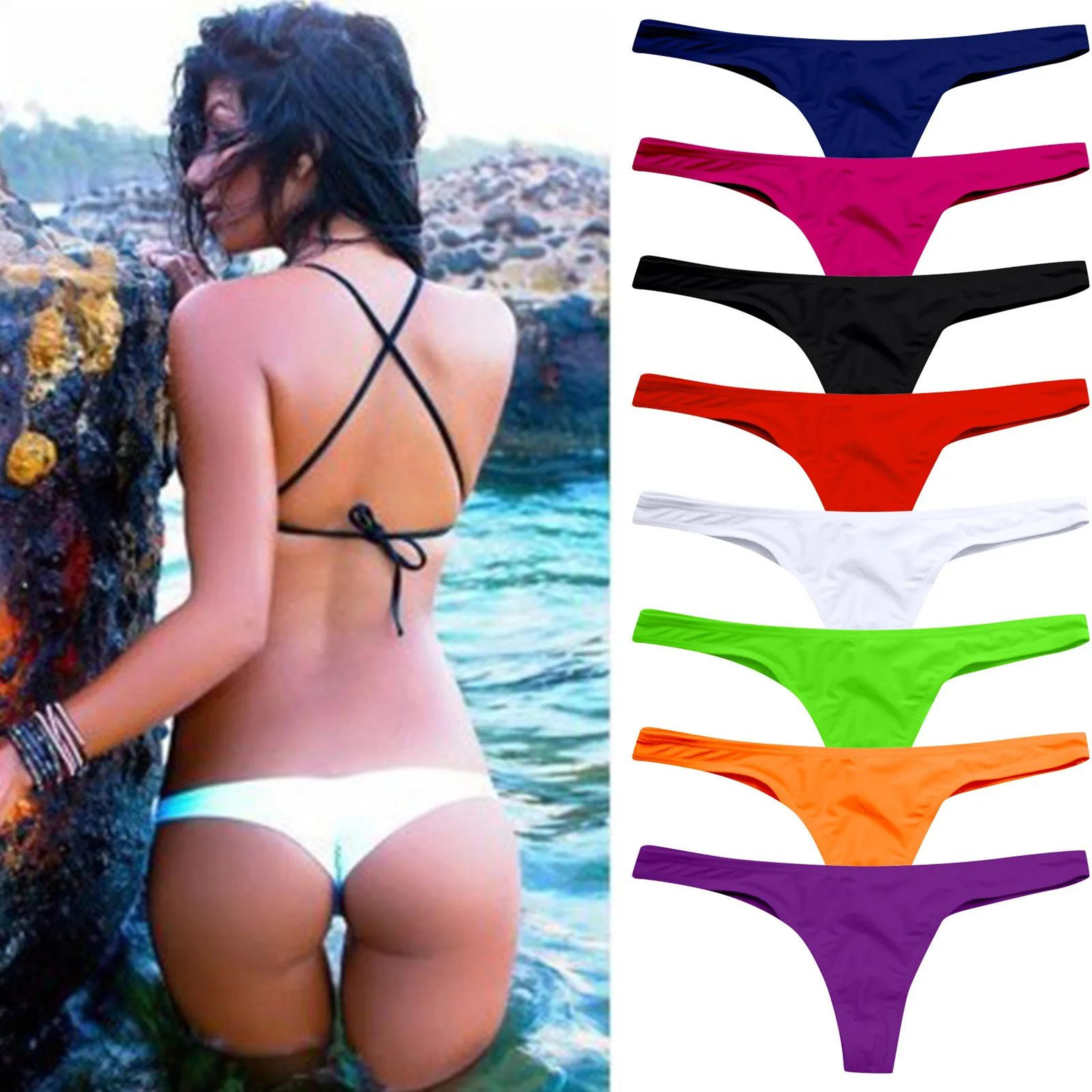 women's brazilian micro bikini bottom – solid g-string thong tanga swimwear briefs for beach & pool