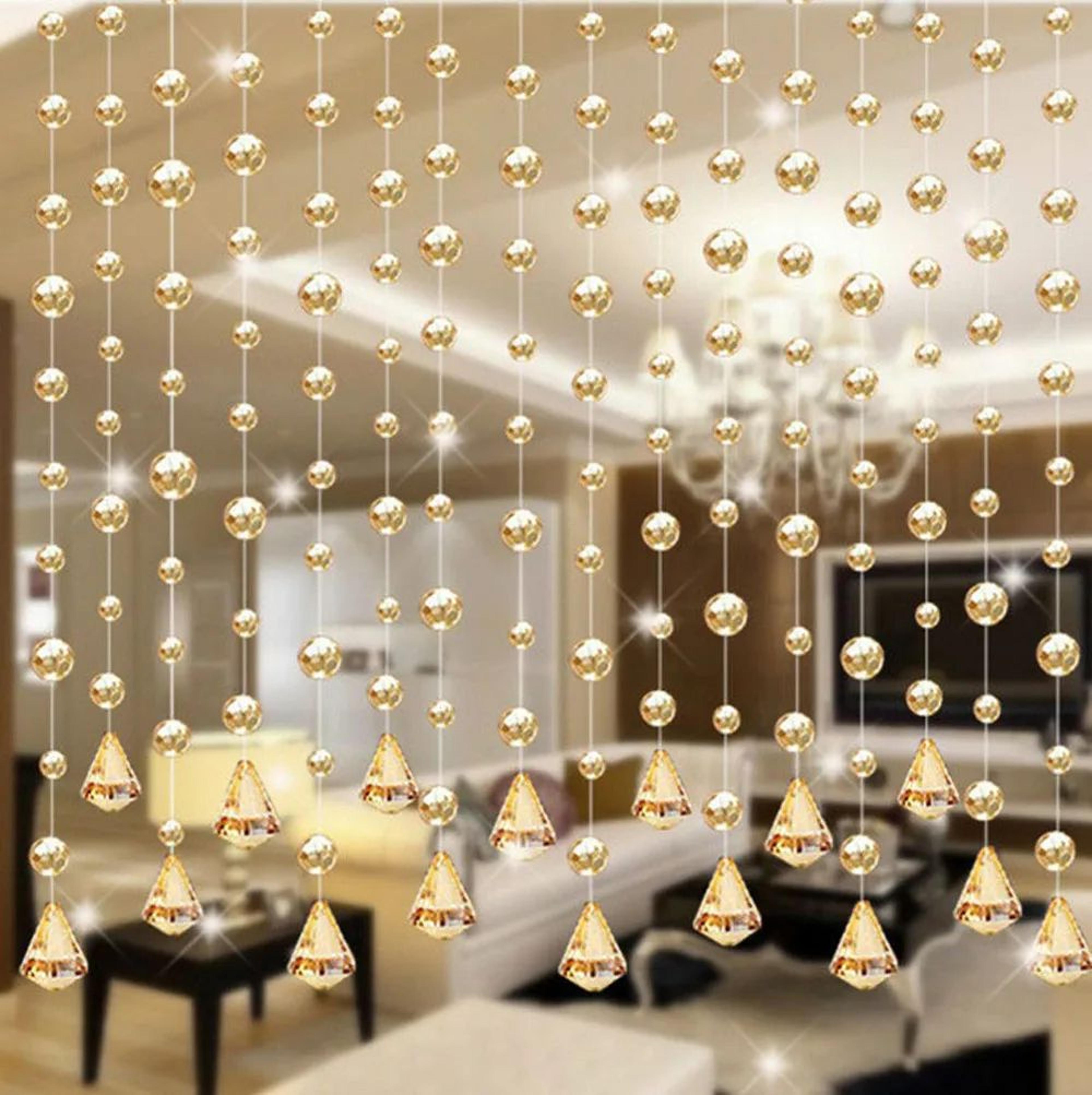 1m luxury crystal beaded string curtain – glass bead door curtain for window, room divider & home decor