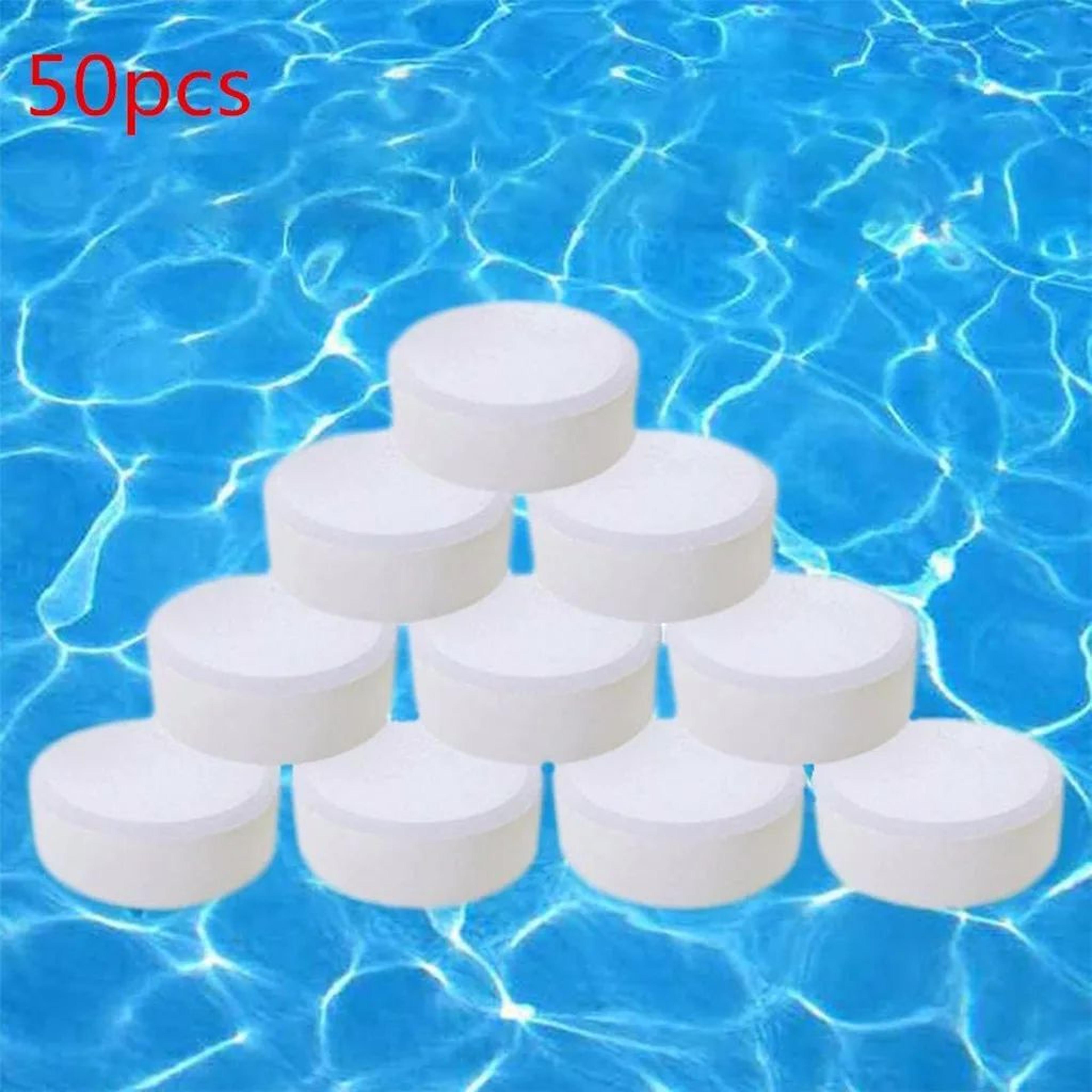 50pcs pool cleaning tablets – chlorine bromine water sanitizer tablets for swimming pools, spas & hot tubs