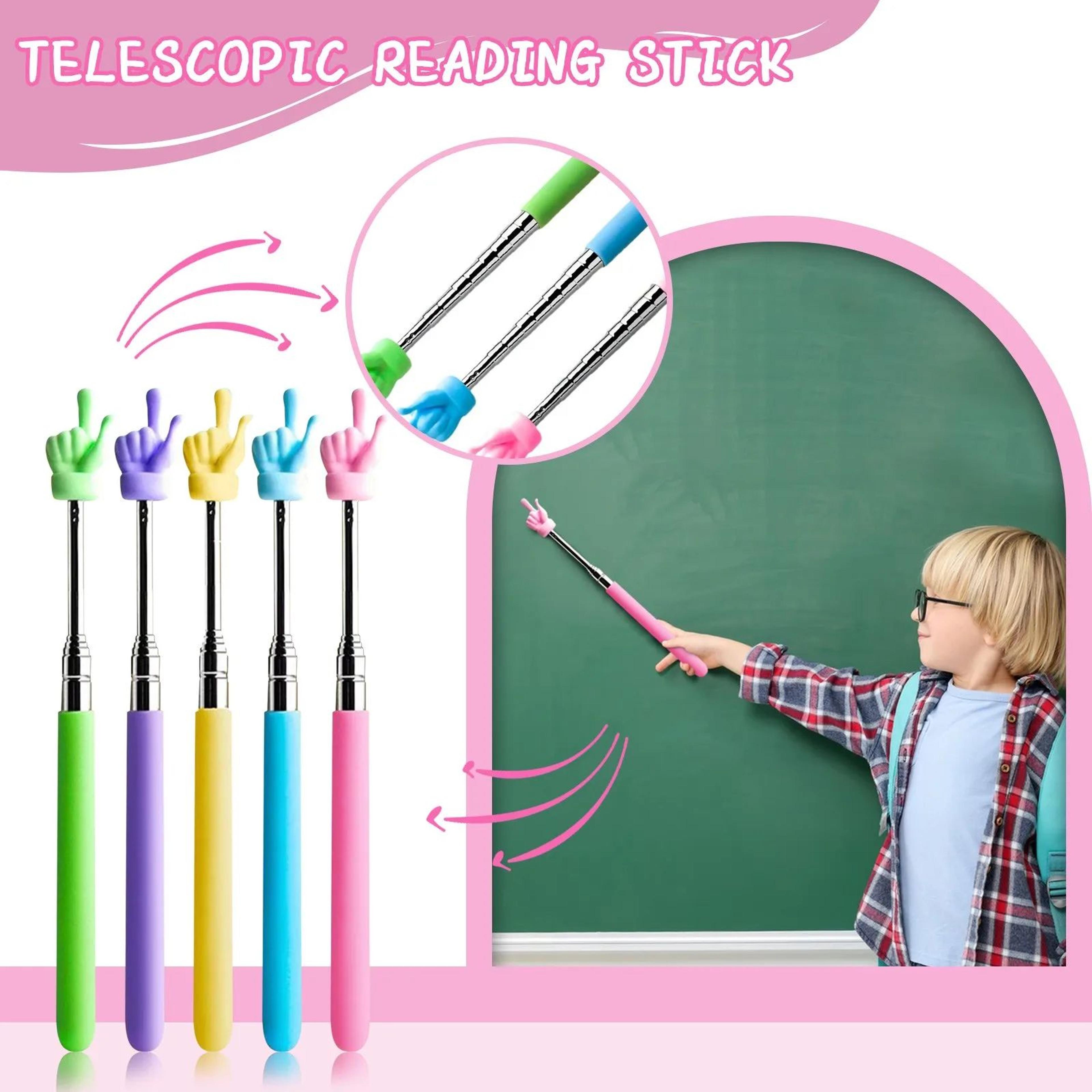 retractable teacher pointer – finger design stainless steel telescopic teaching stick for classroom & presentations