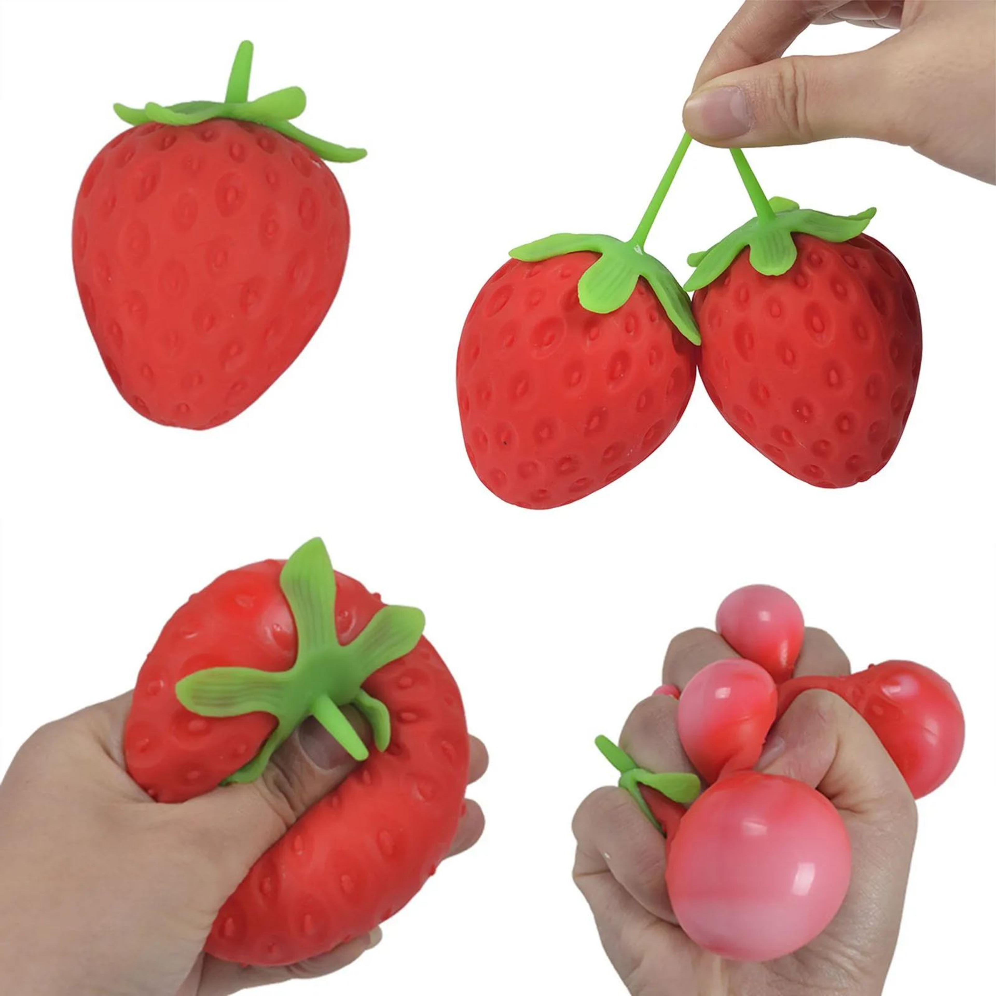 strawberry stress relief toy – squeezable simulation fruit decompression ball for sensory play, focus & relaxation
