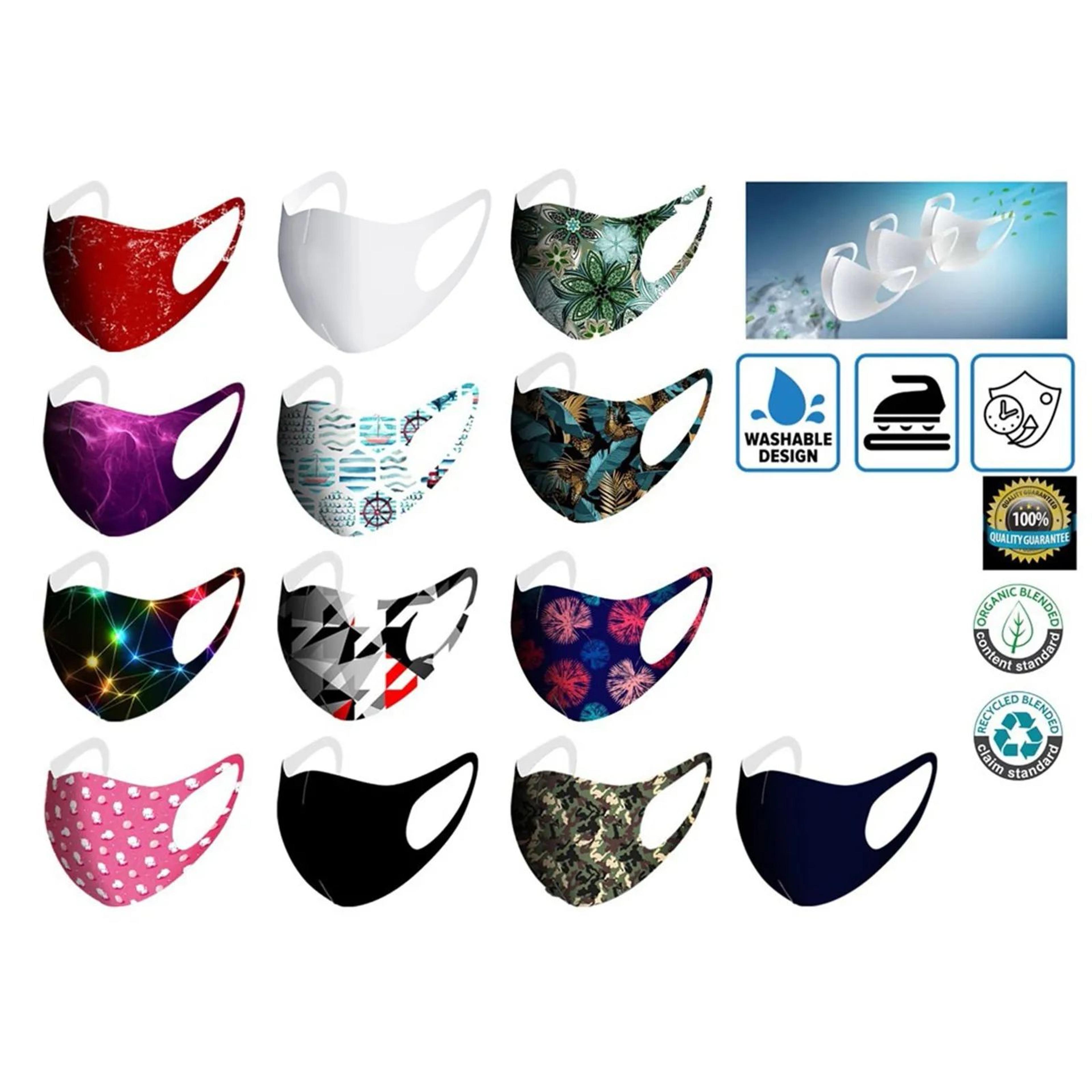 reusable colorful fabric face mask – washable polyester dust protection mask for adults & children