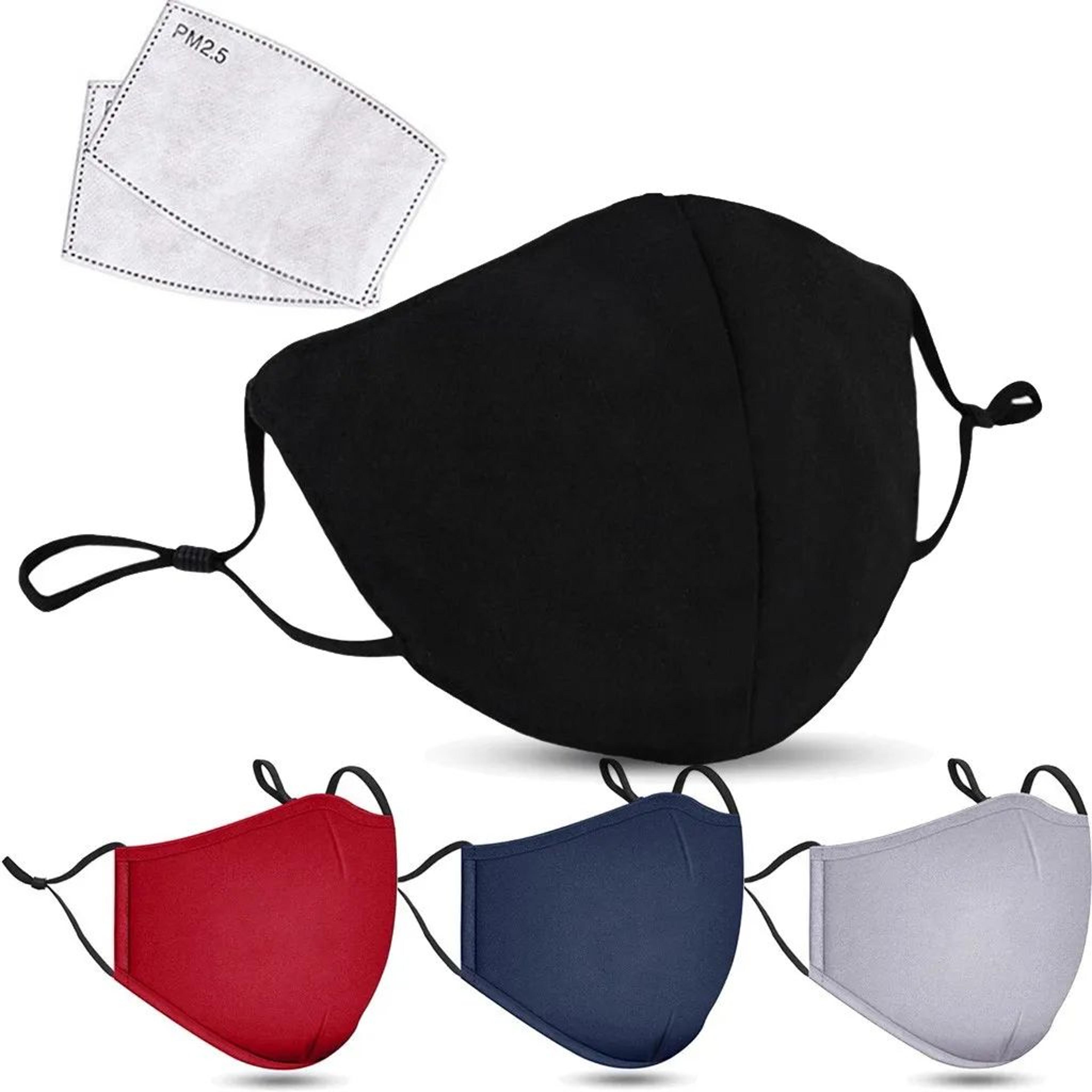 washable reusable face mask – windproof dust-resistant cotton mask with replaceable carbon filters & adjustable fit