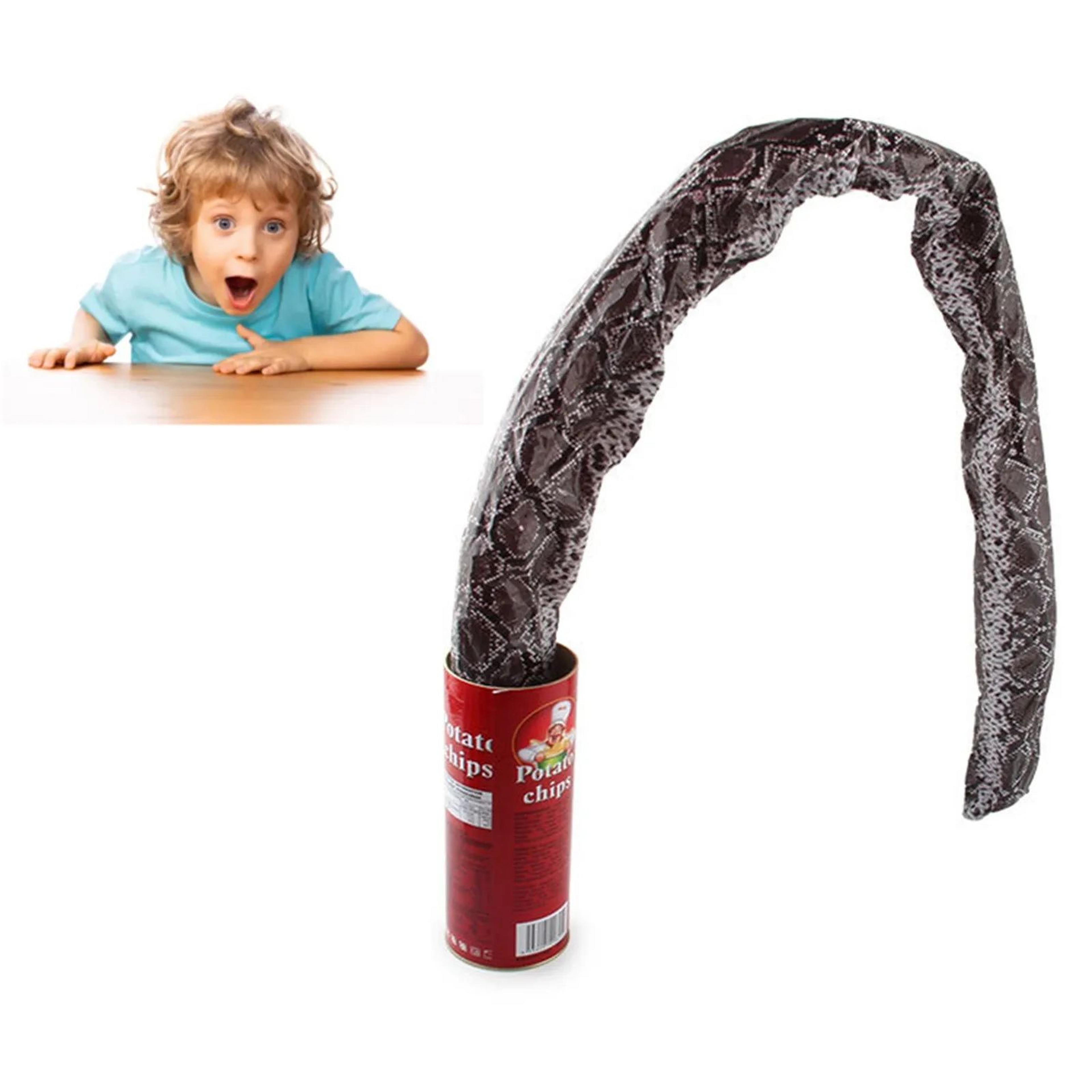 potato chip can snake prank toy – surprise fake snake gag gift for halloween, april fools day & party jokes