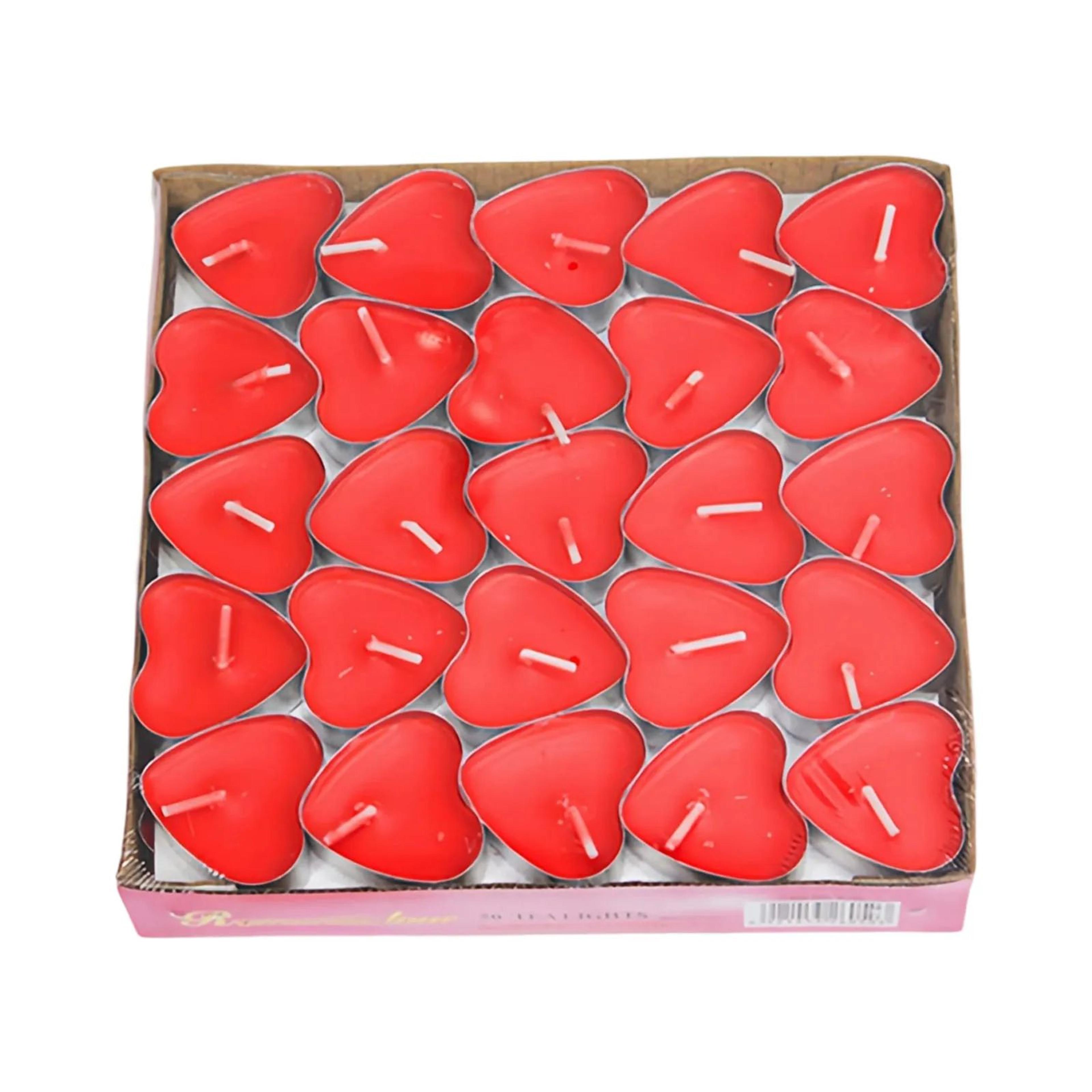 50pcs heart-shaped tea light candles – 2-hour burn candles for valentine's day, weddings, birthdays & romantic decor
