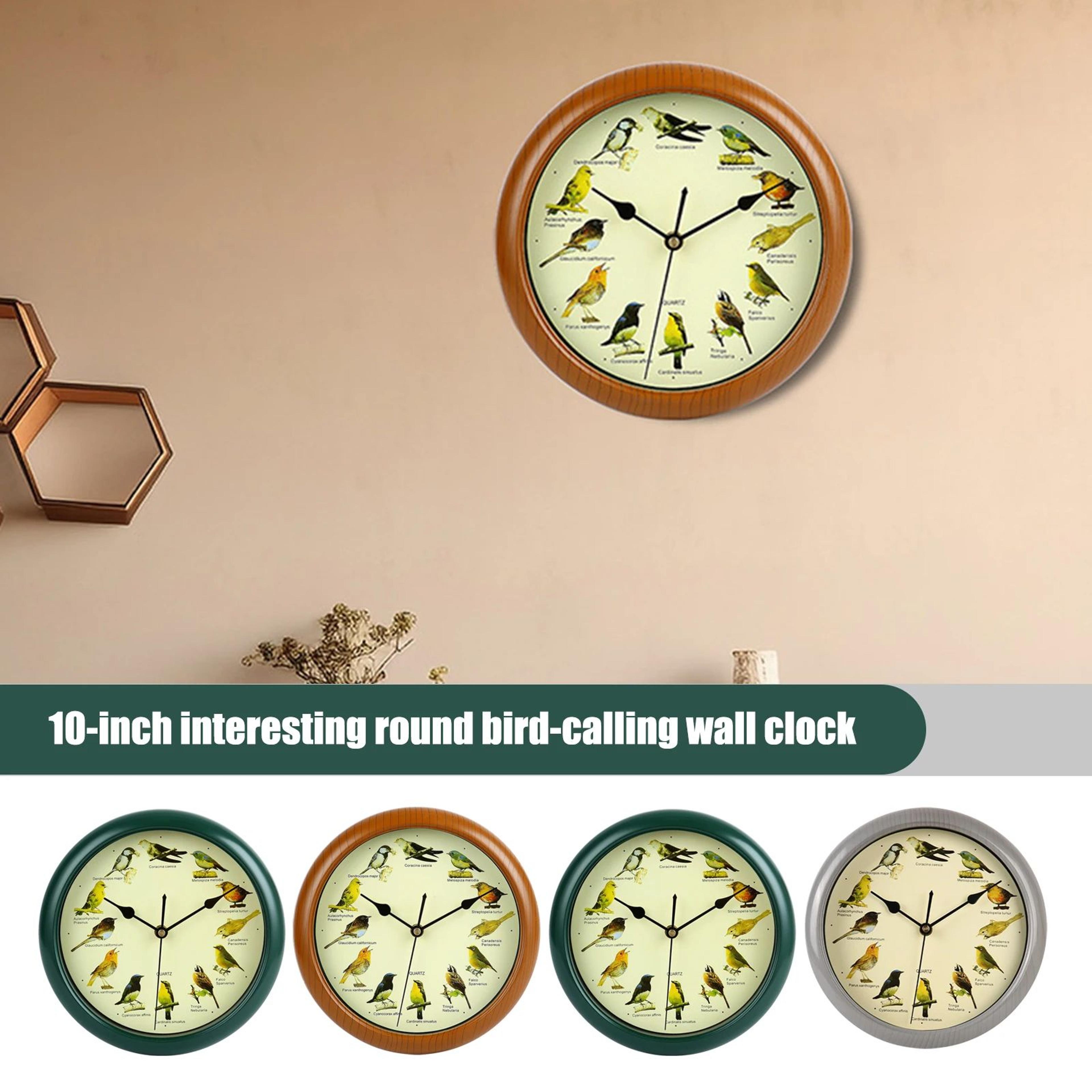 singing bird wall clock – decorative sound clock with bird calls for kitchen, living room, bedroom & home wall decor