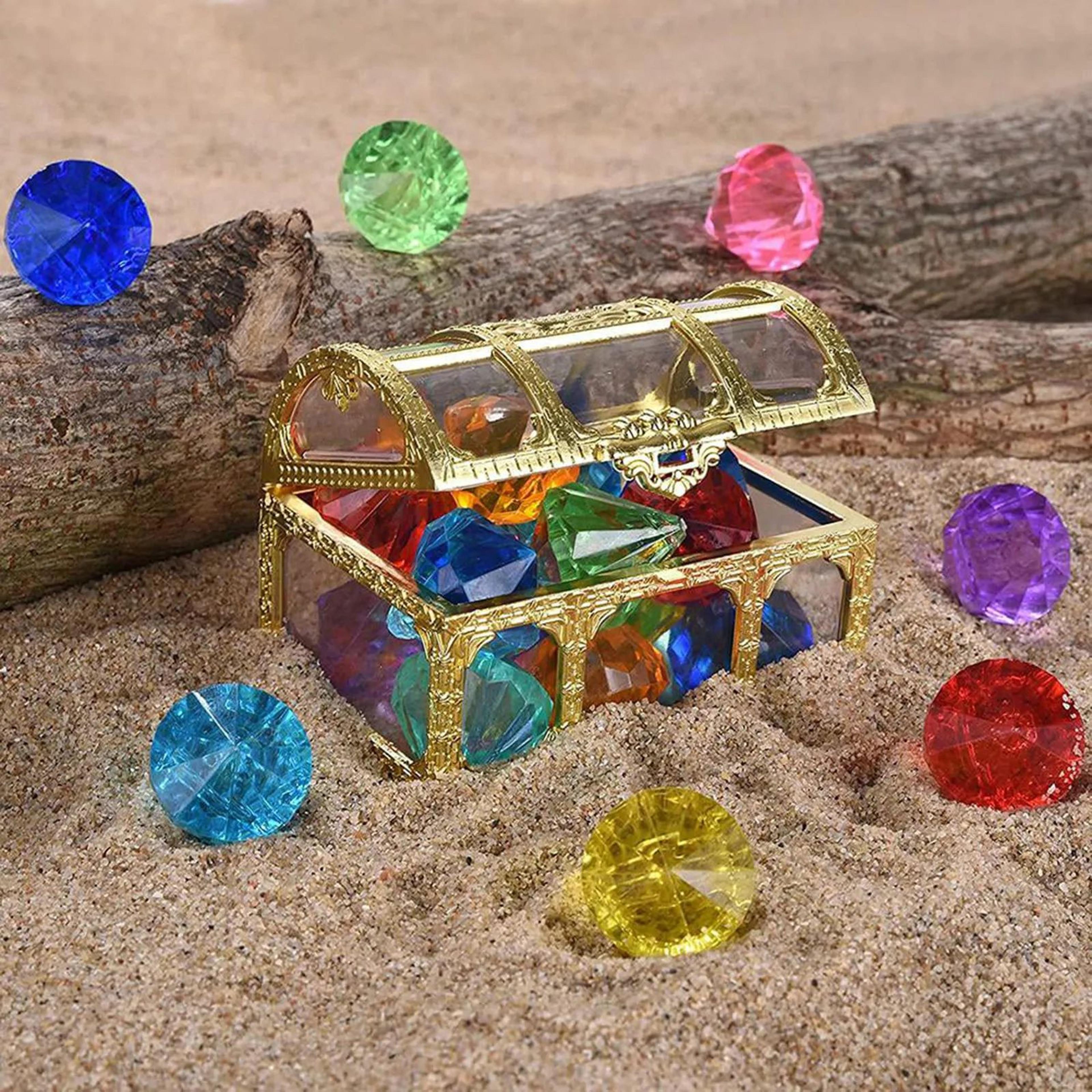 10pcs diving diamond treasure set – colorful gem pool toys with pirate chest for kids swimming games & parties