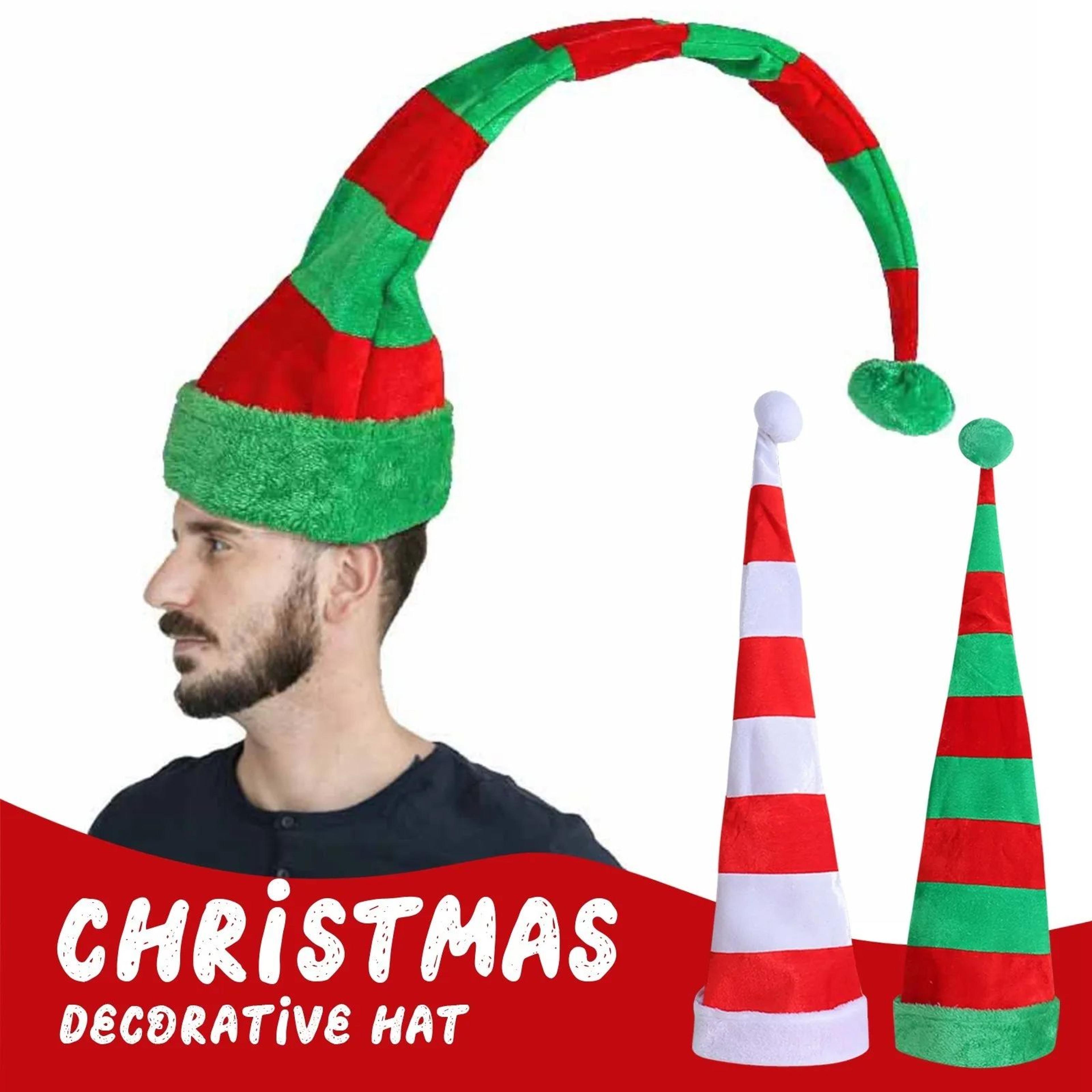 christmas long elf hat – red white green festive clown hat for holiday parties, cosplay & christmas costume decoration