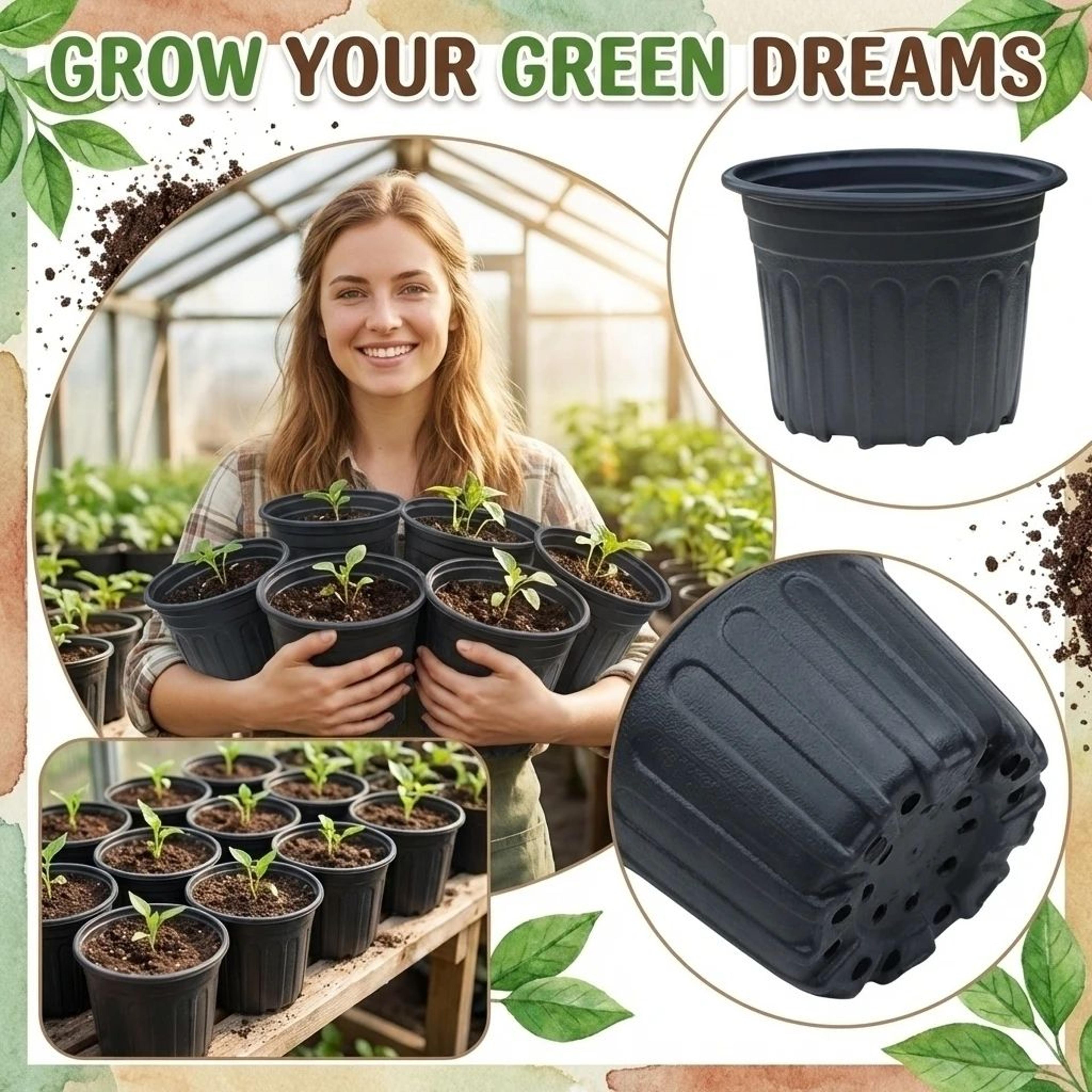 flexible 1-gallon plant nursery pots – soft plastic seedling containers with drainage holes for garden & succulents