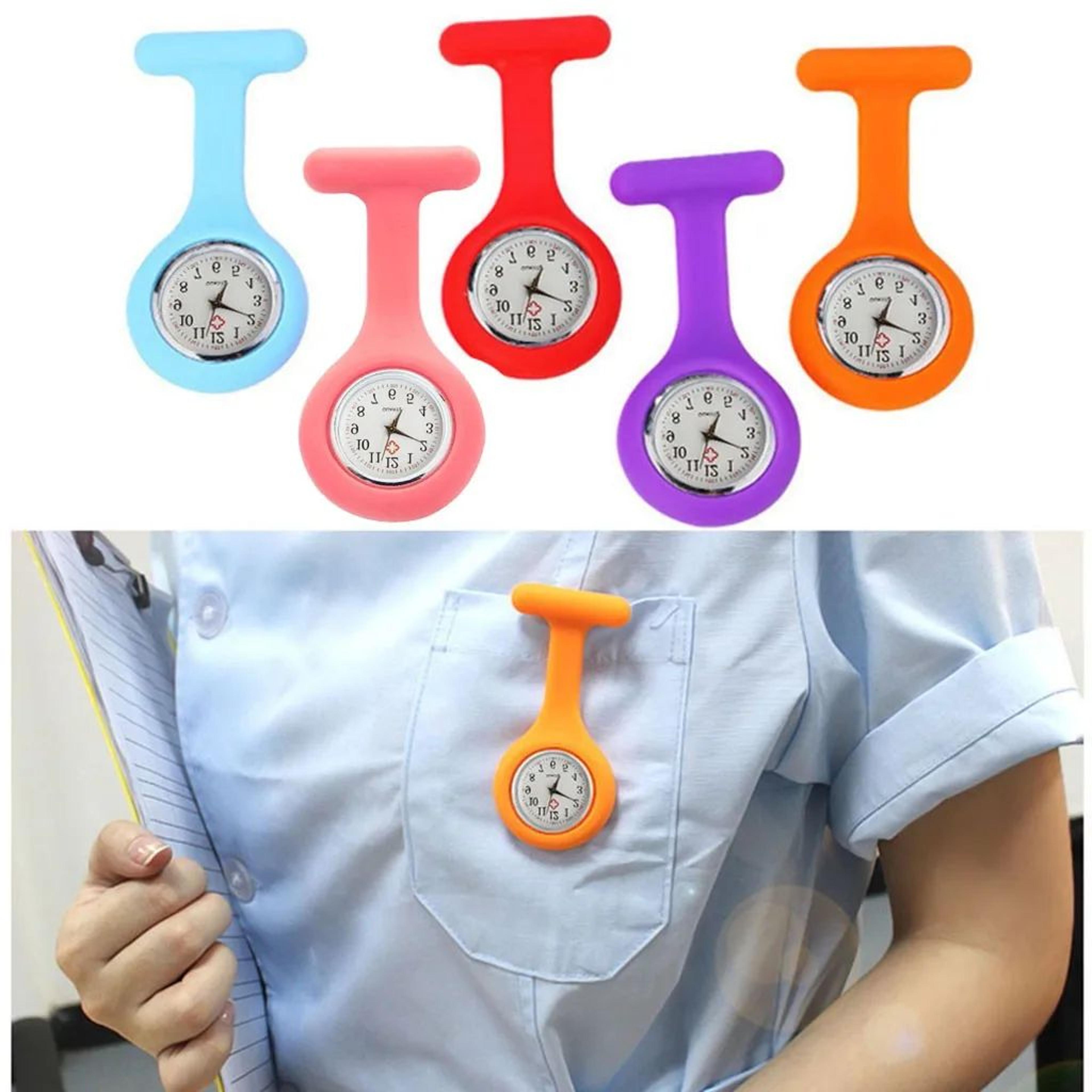 women's nurse fob watch – quartz clip-on pocket watch with brooch pin, portable analog hanging clock for nurses