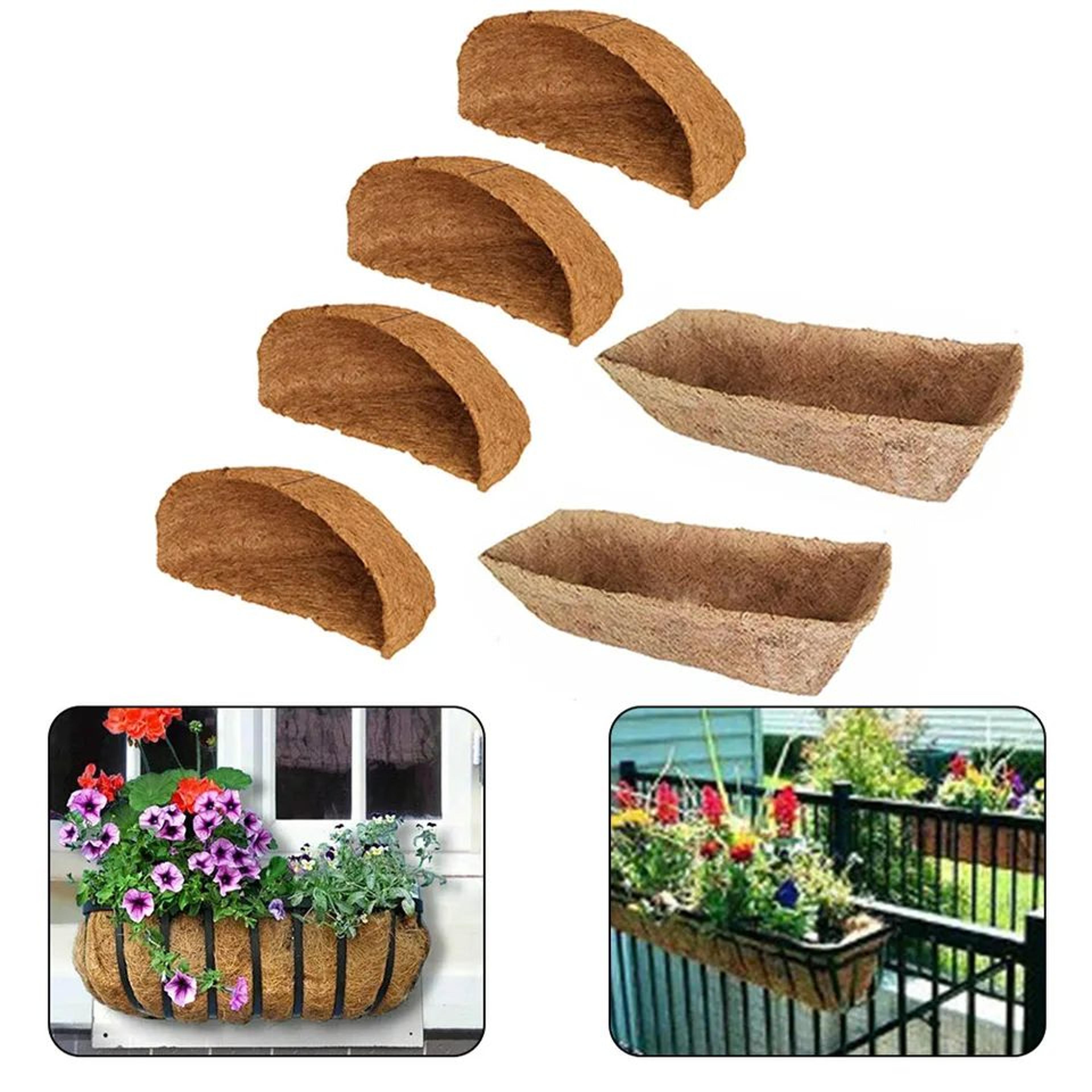 1pc round coconut fiber hanging basket liner – breathable coco coir flower pot insert for home garden & wedding decor