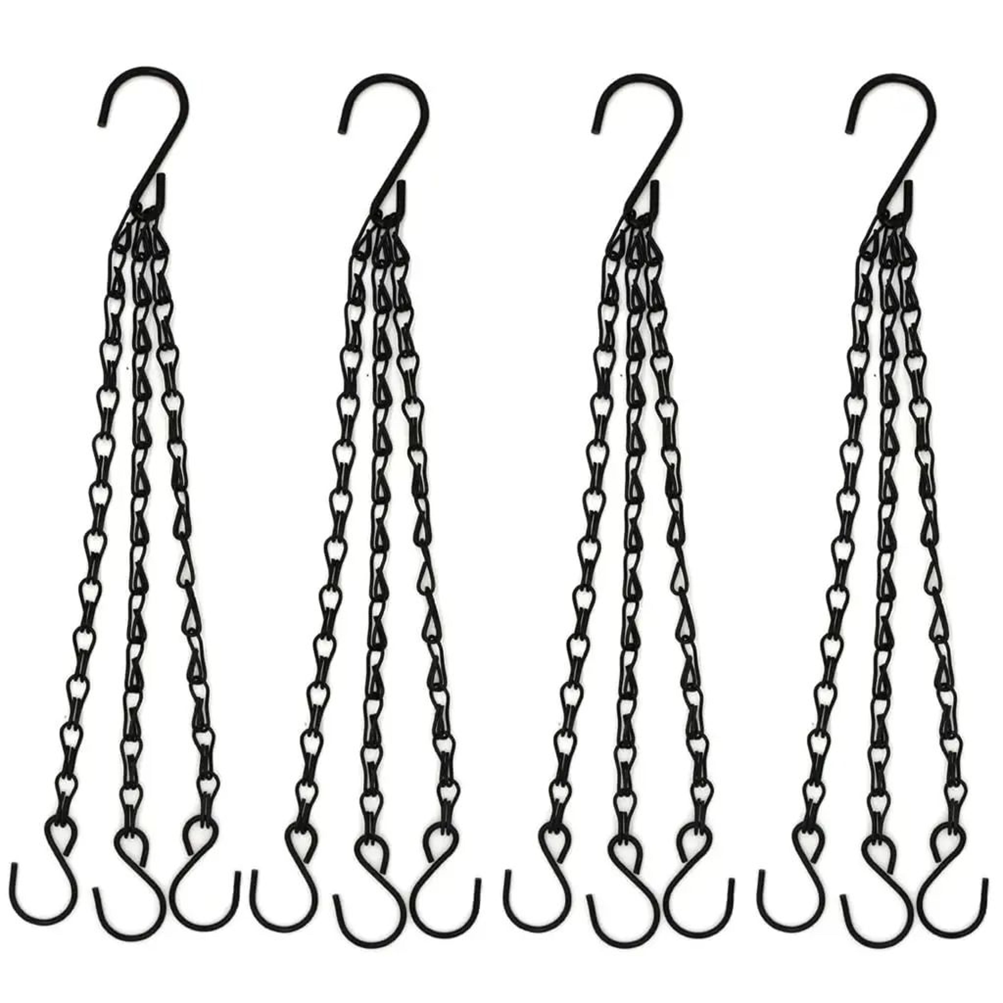 15.7 in imitation rattan hanging plant basket – metal chain flower pot with 3 hooks for indoor outdoor garden decor
