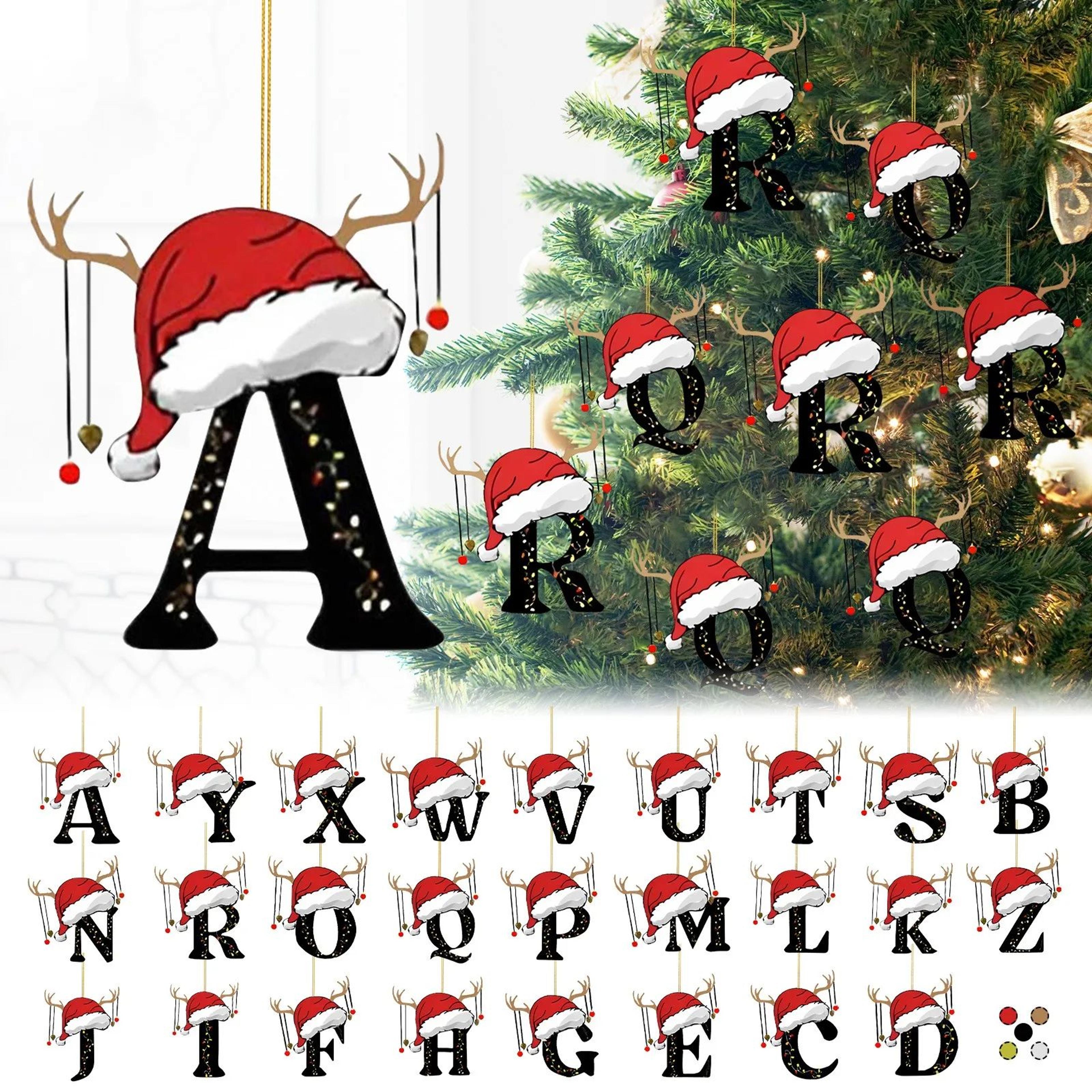 christmas letter ornament – 26 alphabet initial pendants for christmas tree, personalized holiday & new year decor