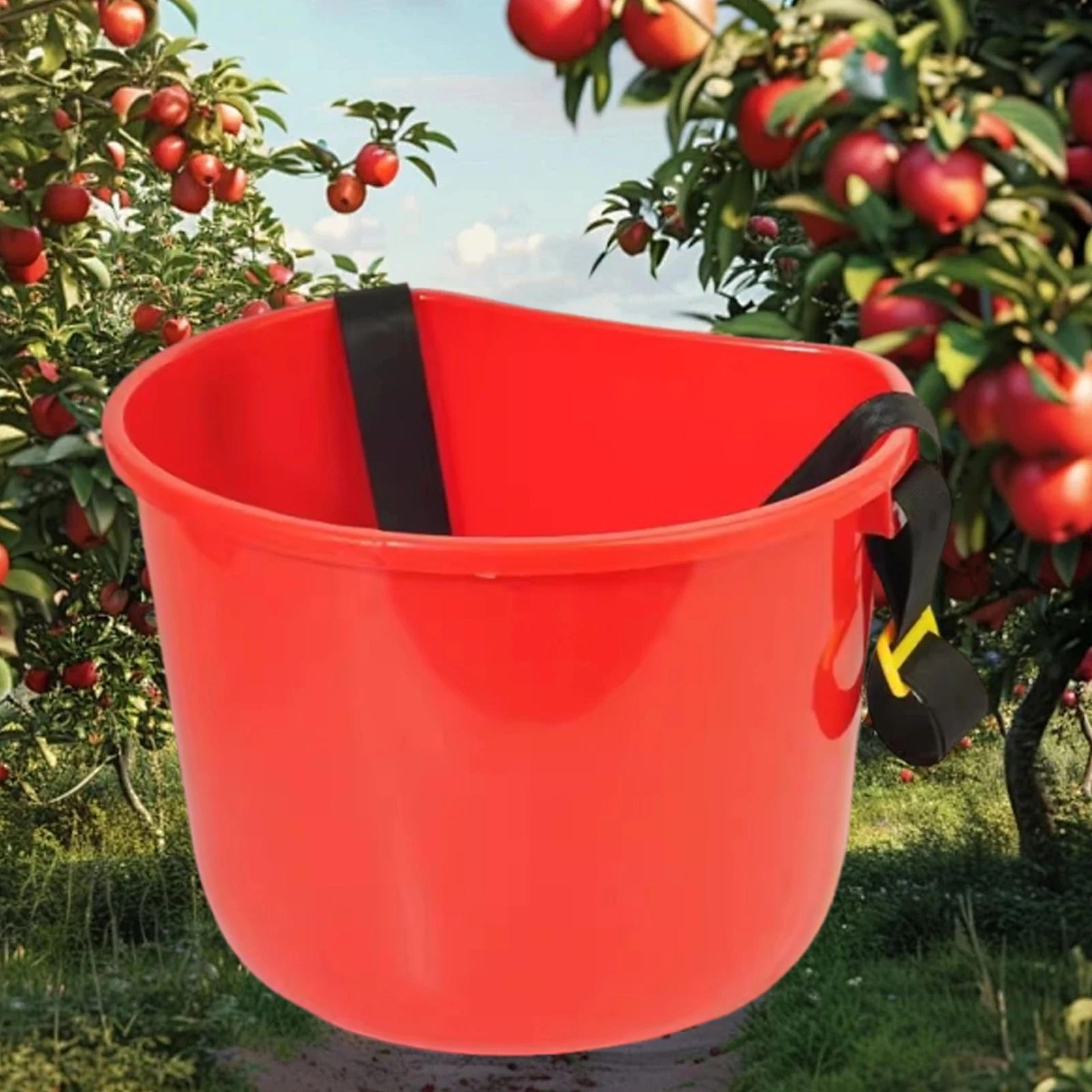 fruit picking basket – lightweight large capacity harvest bucket with adjustable strap for garden, yard & vegetables