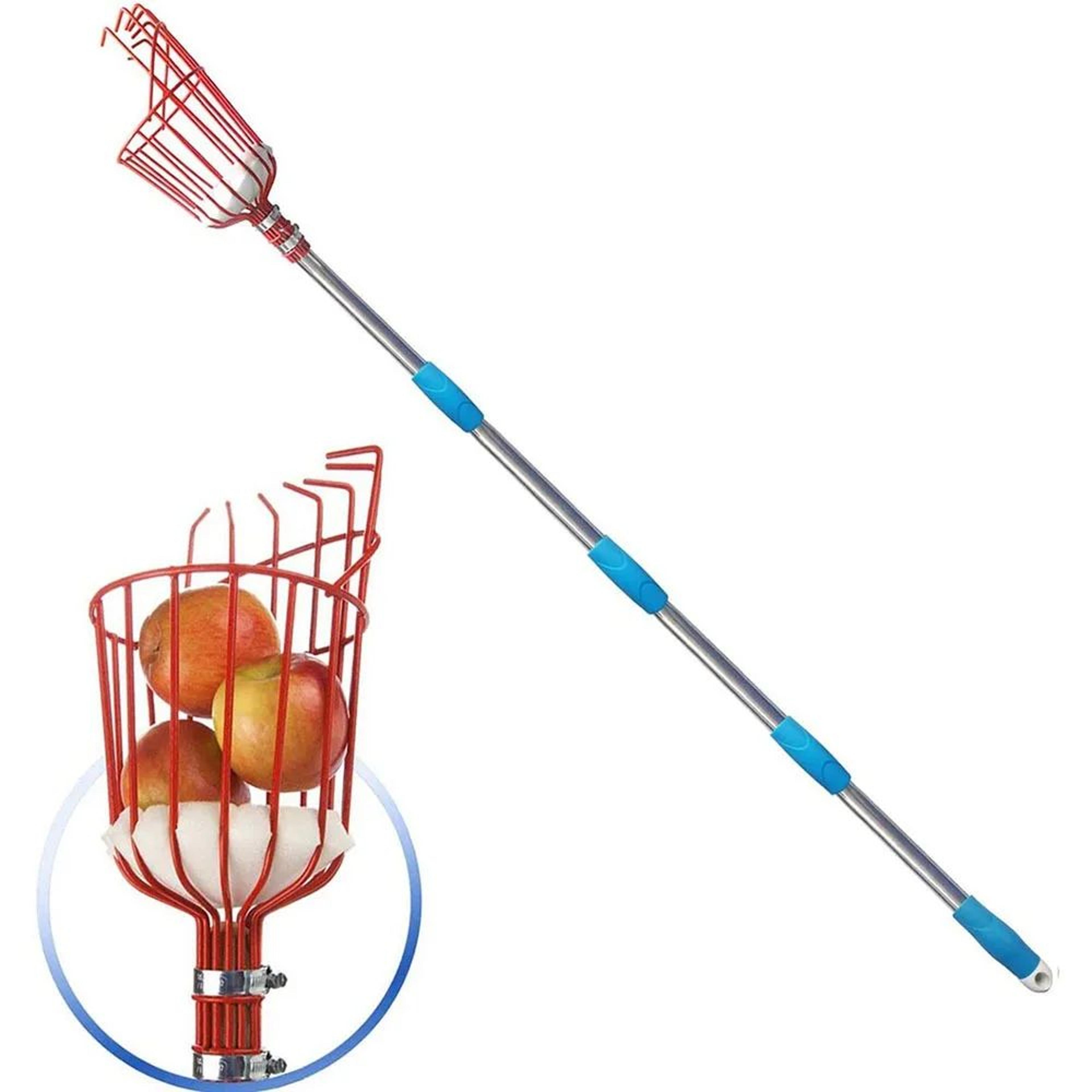 102.4 in fruit picker – adjustable depth metal picking basket with foam pad for apples, pears, oranges & peaches