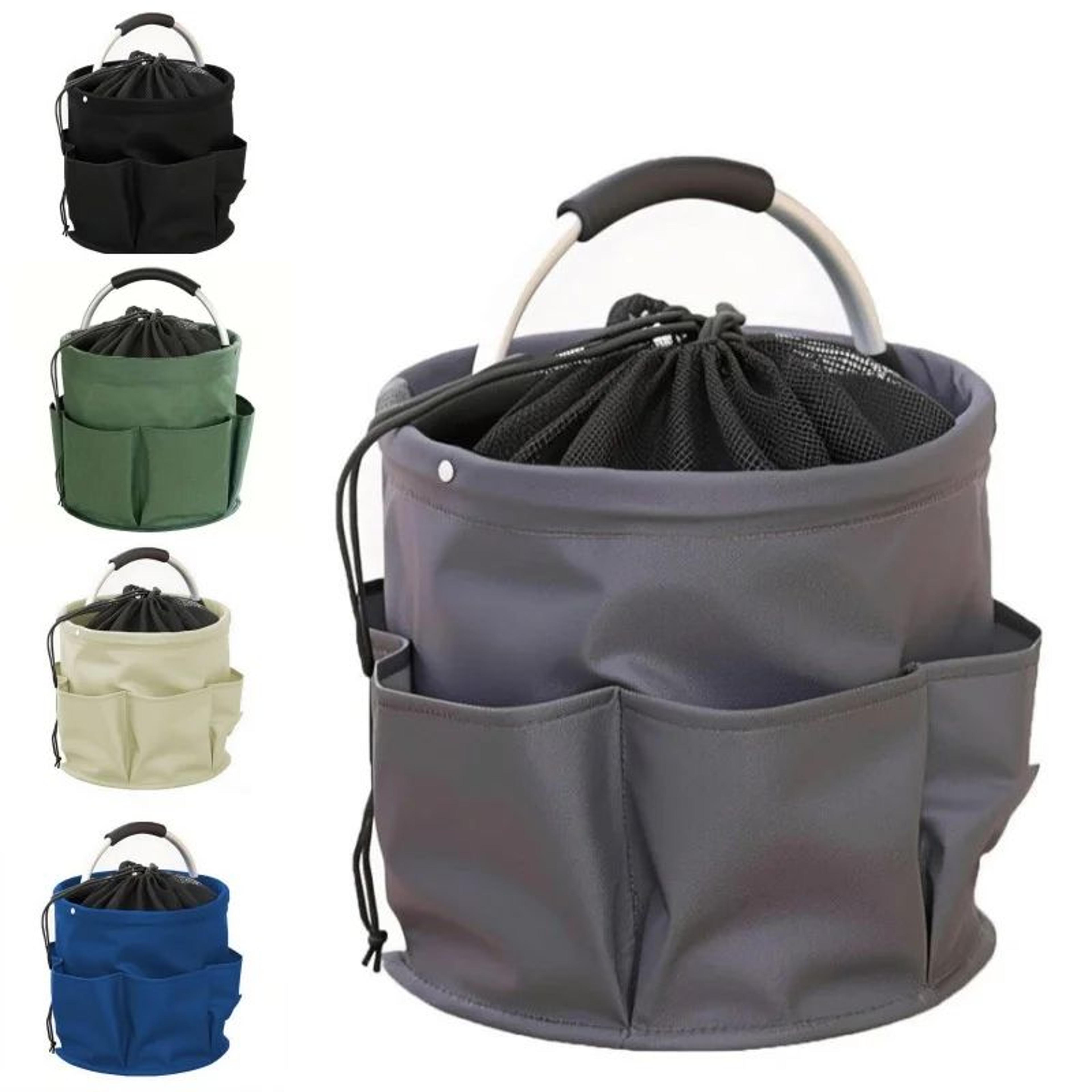 portable folding outdoor basket –multifunctional fabric drawstring carry bag for camping, picnic, beach & garden storage