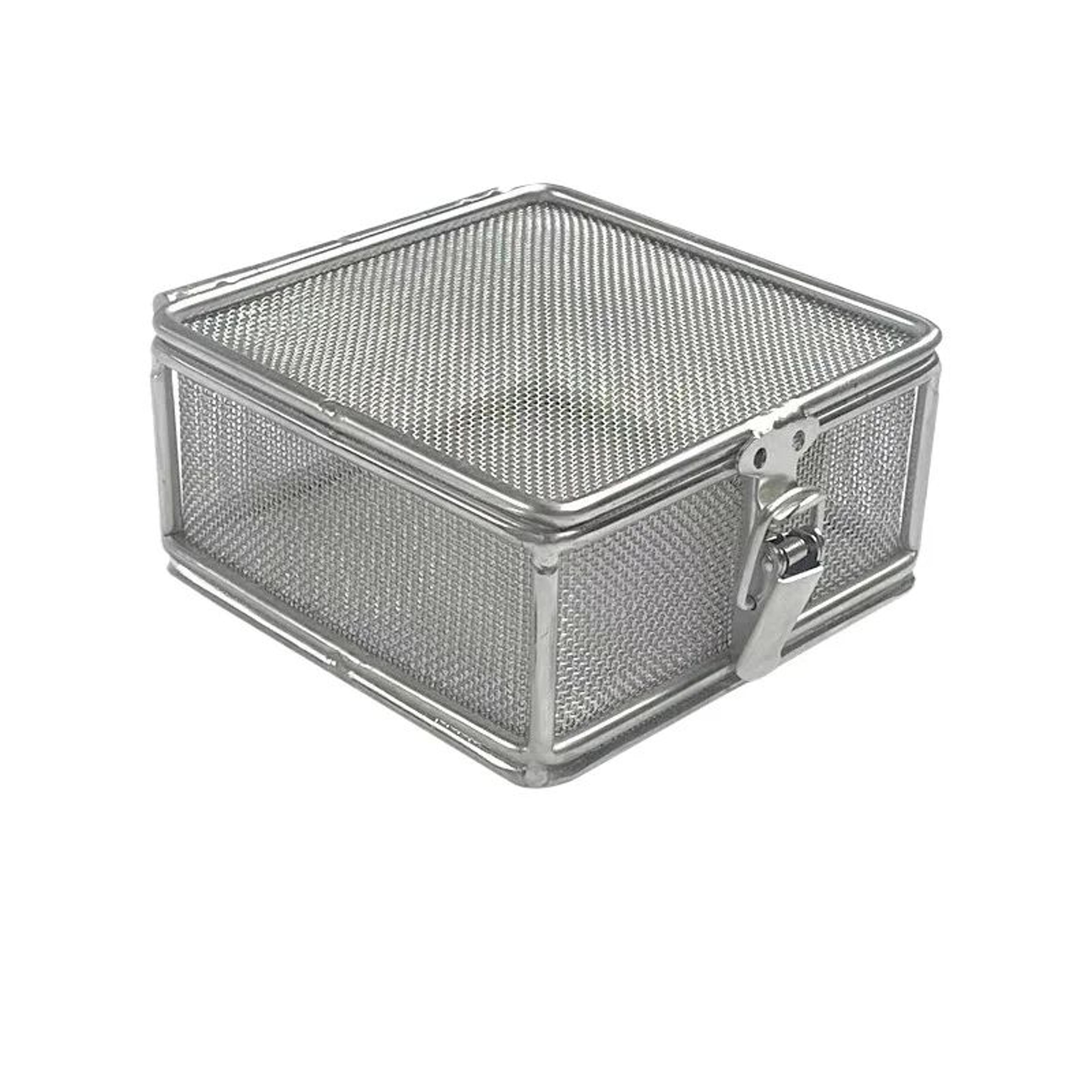 stainless steel cleaning net basket – durable metal storage container with lid for kitchen, home & everyday organization