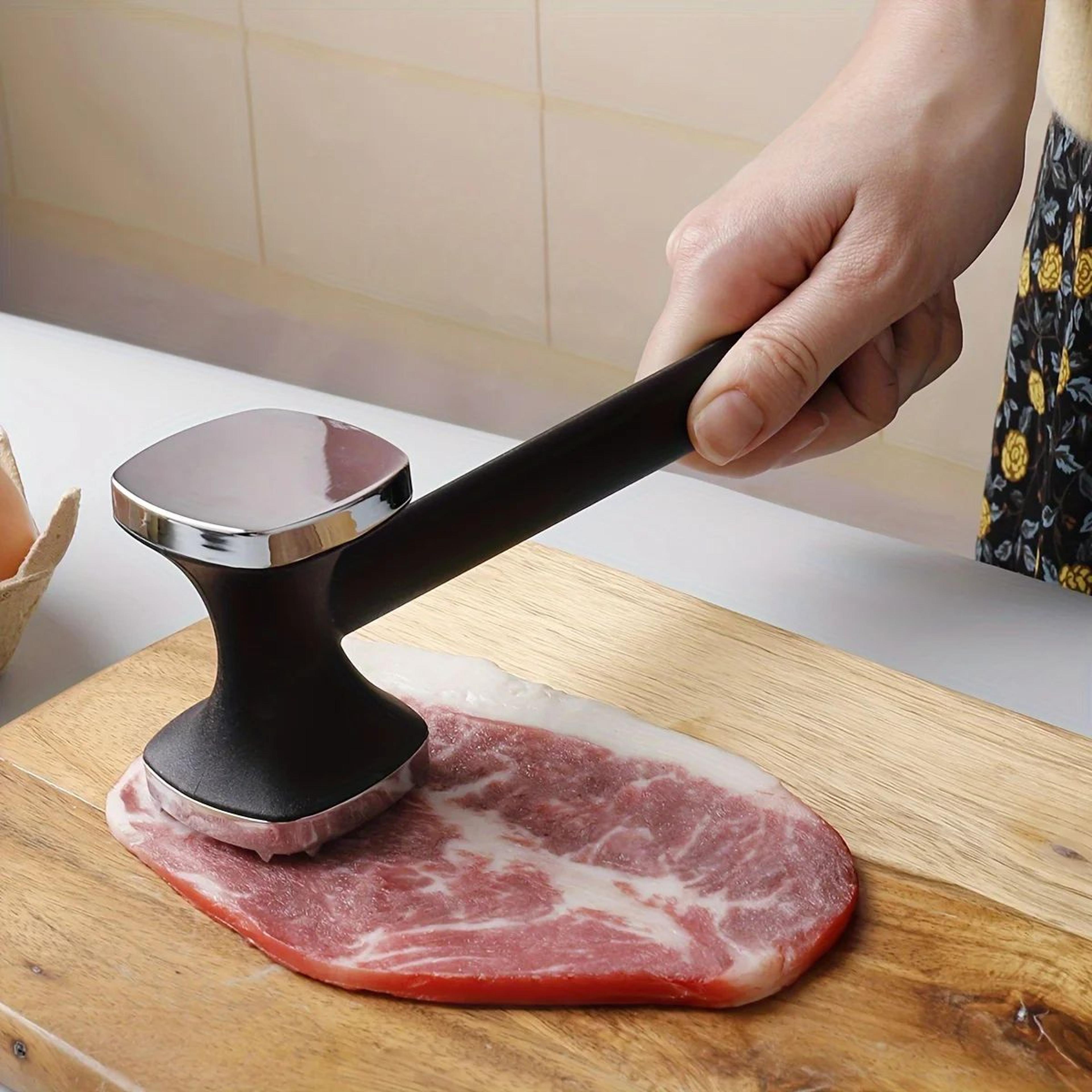 heavy duty meat tenderizer hammer – metal kitchen mallet with rubber grip for effortless pounding, flattening