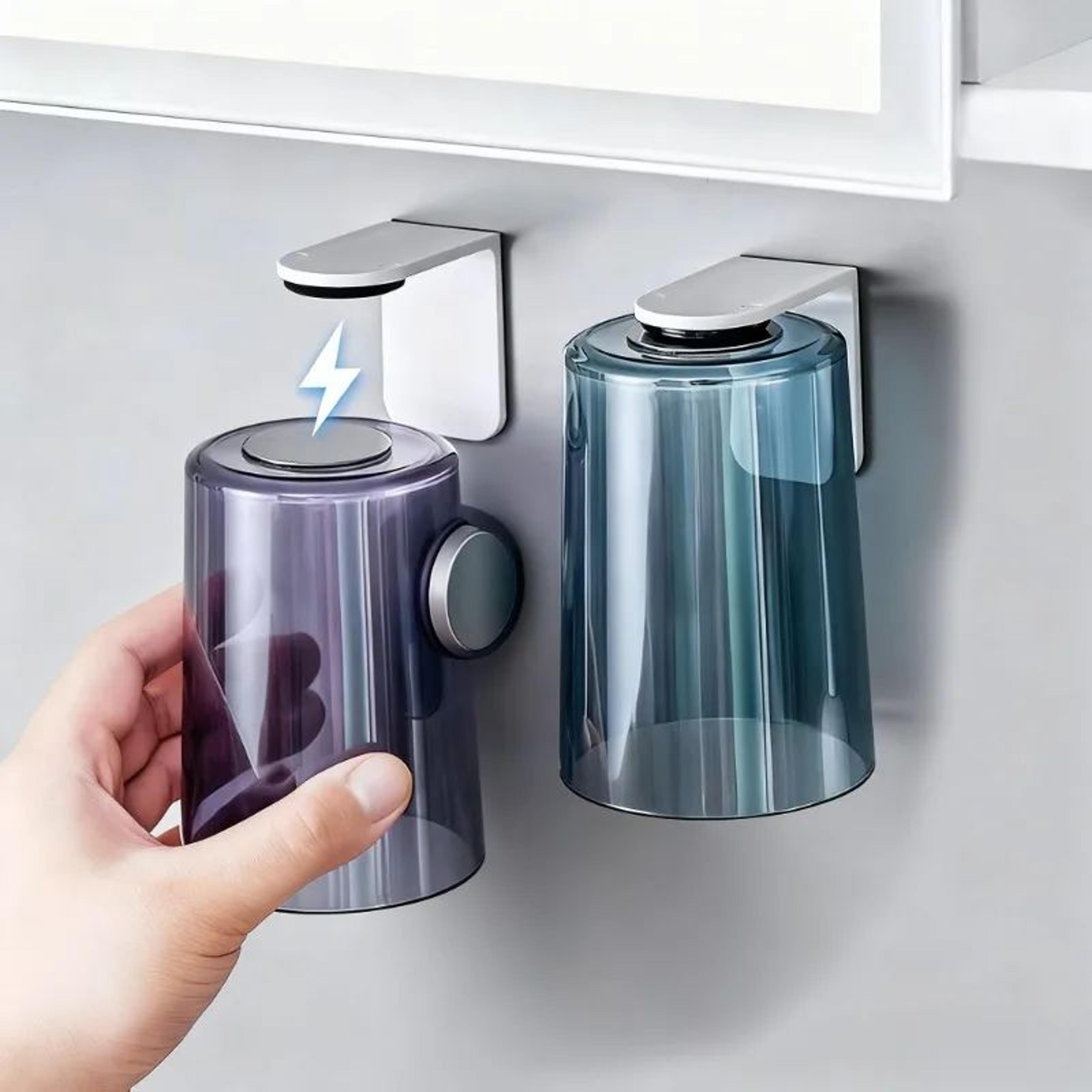 magnetic wall-mounted toothbrush cup – transparent flip-up bathroom rinse cup & space-saving toiletry holder shelf