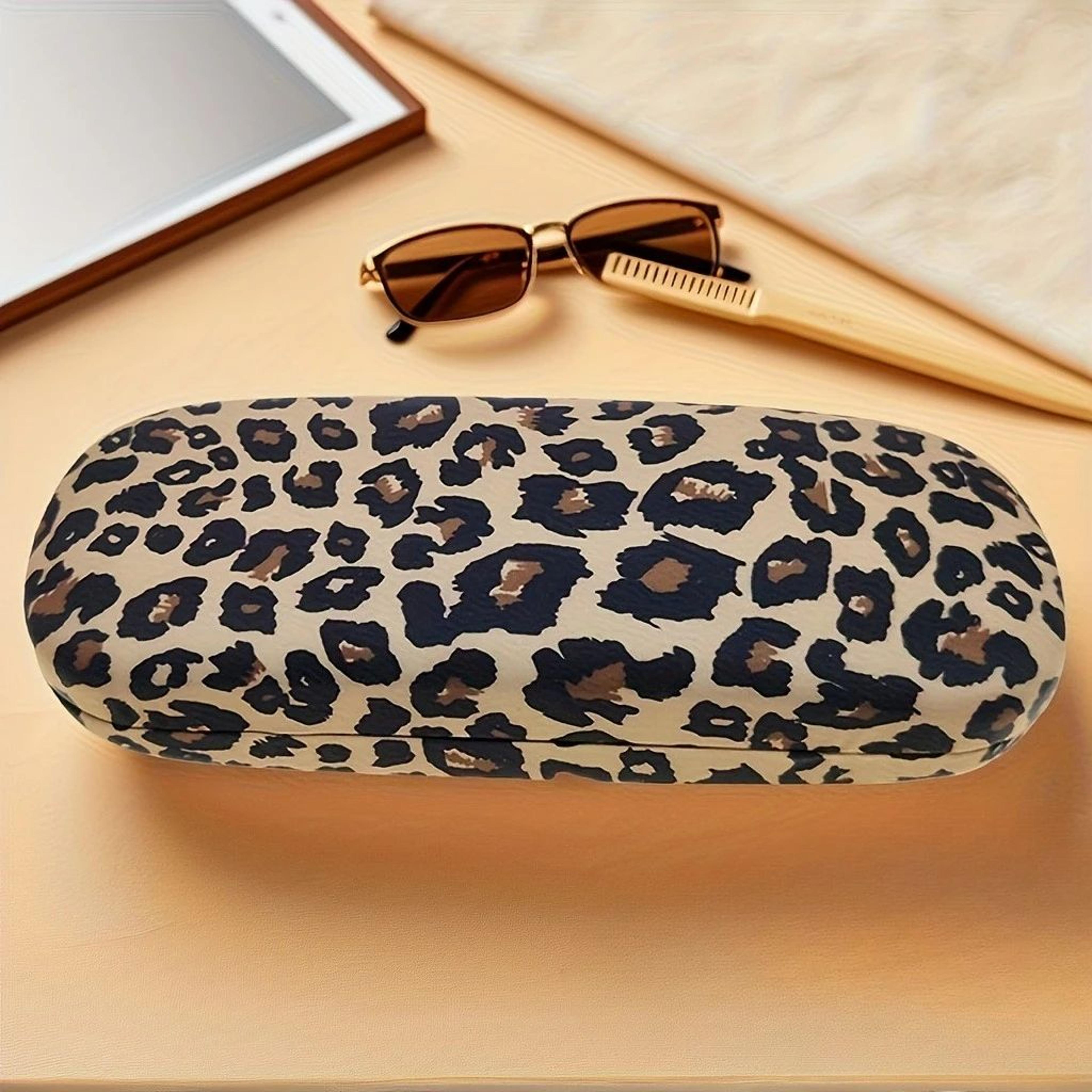 luxury leopard print glasses case – durable stainless steel protective eyewear holder for sunglasses & accessories