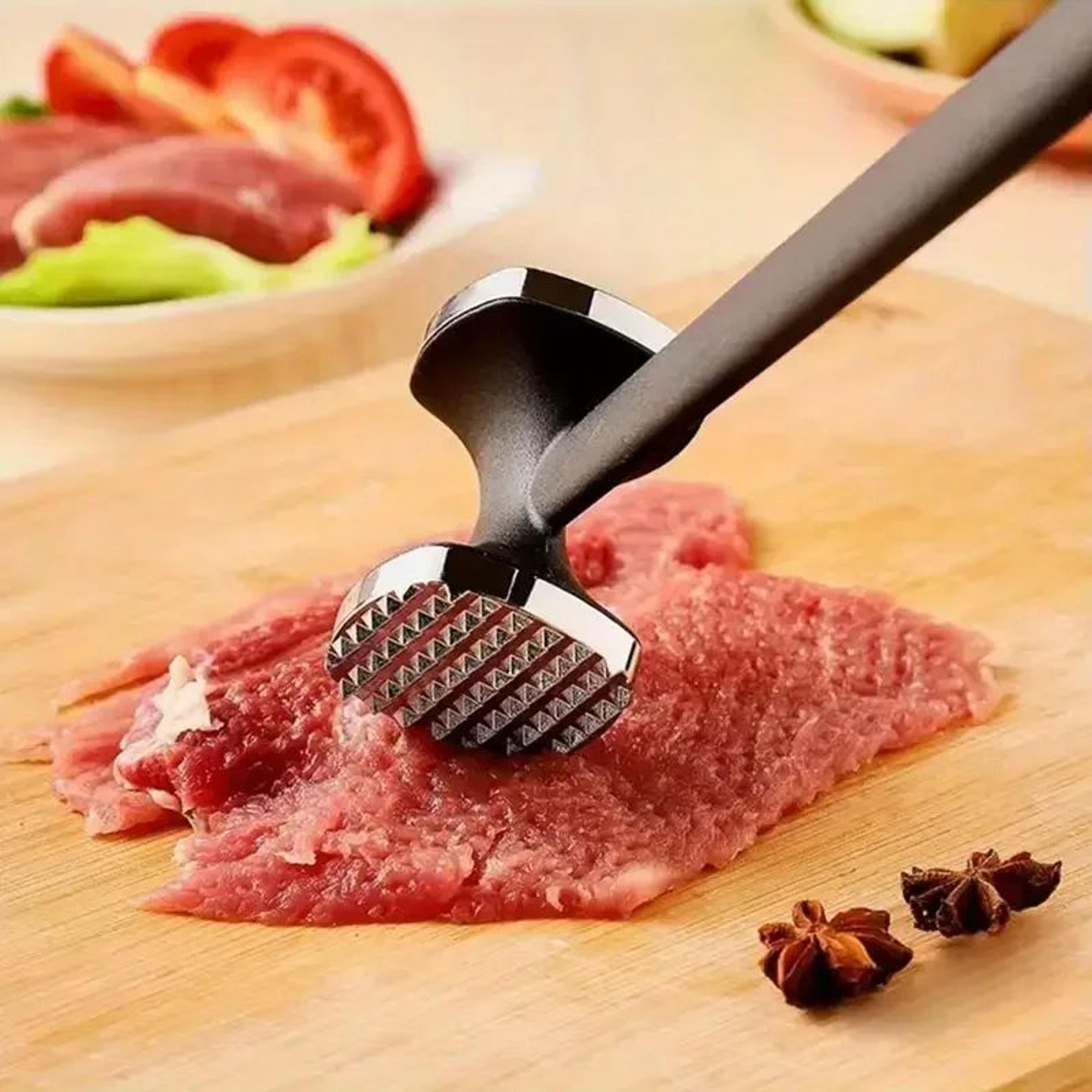 heavy duty meat tenderizer hammer – stainless steel metal head kitchen mallet for pounding steak, chicken & pork