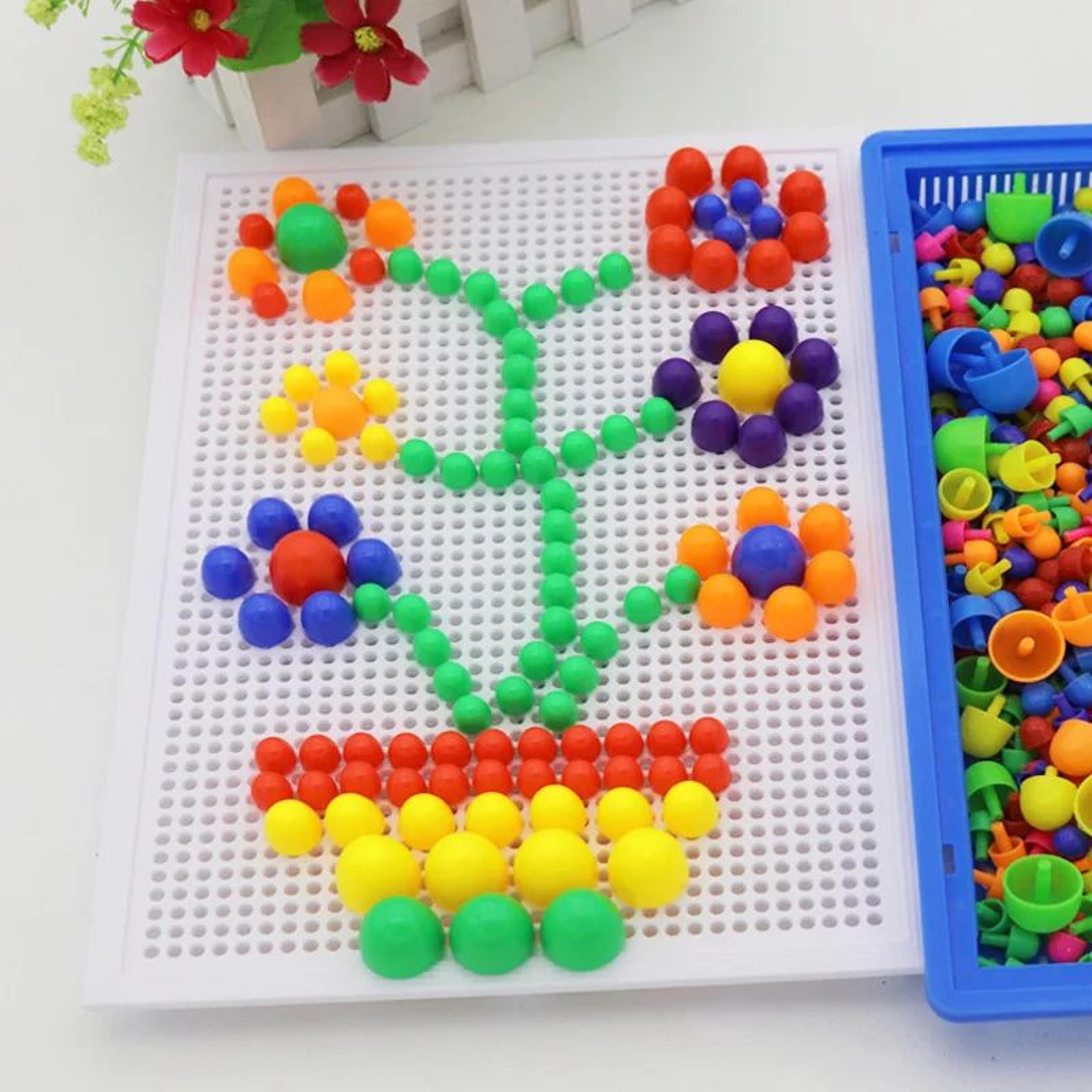 mushroom nail building blocks – 3d puzzle peg board color matching educational stem toy for kids learning & creativity
