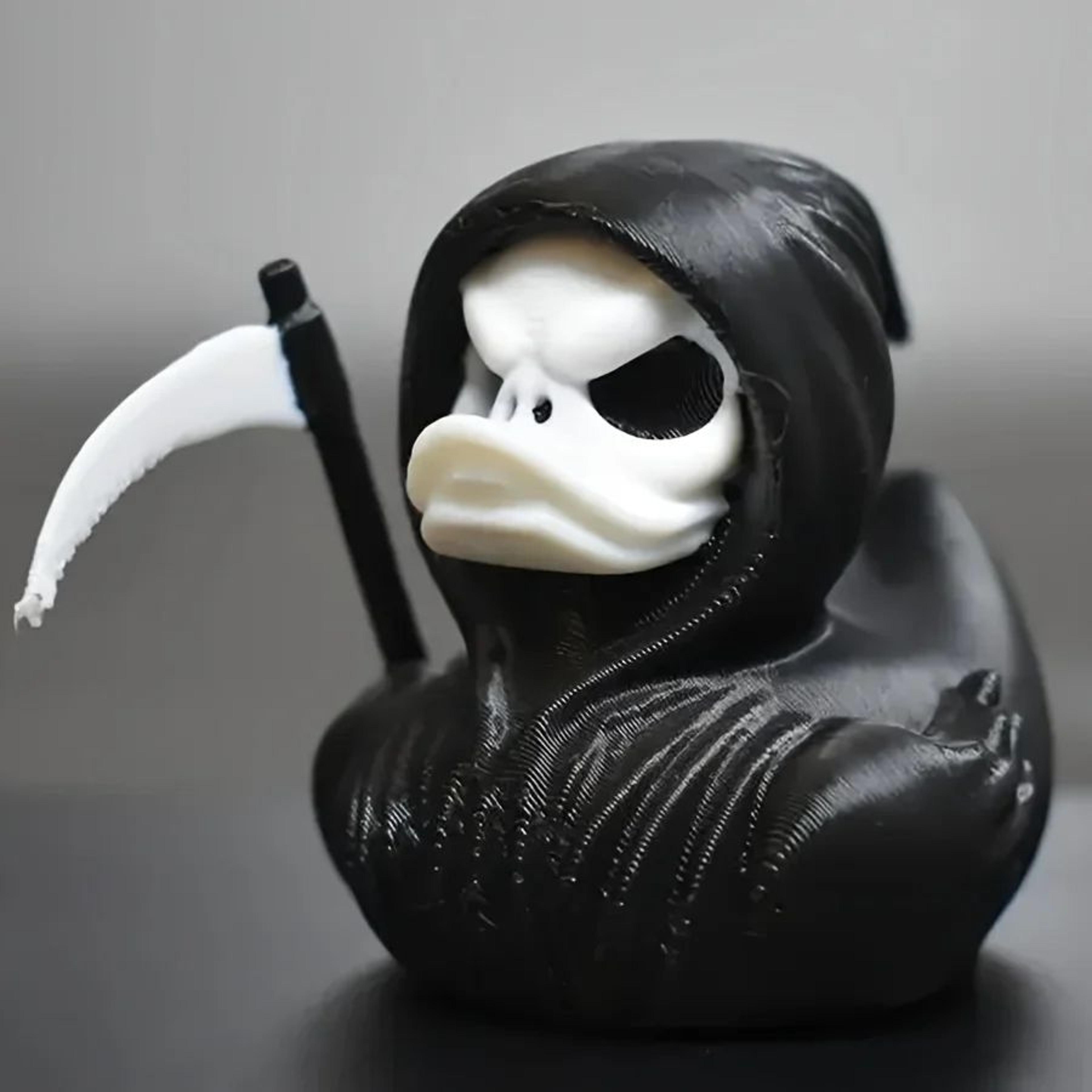 grim reaper duck statue – 3d scary resin death duck figurine for halloween haunted house, party & home decor