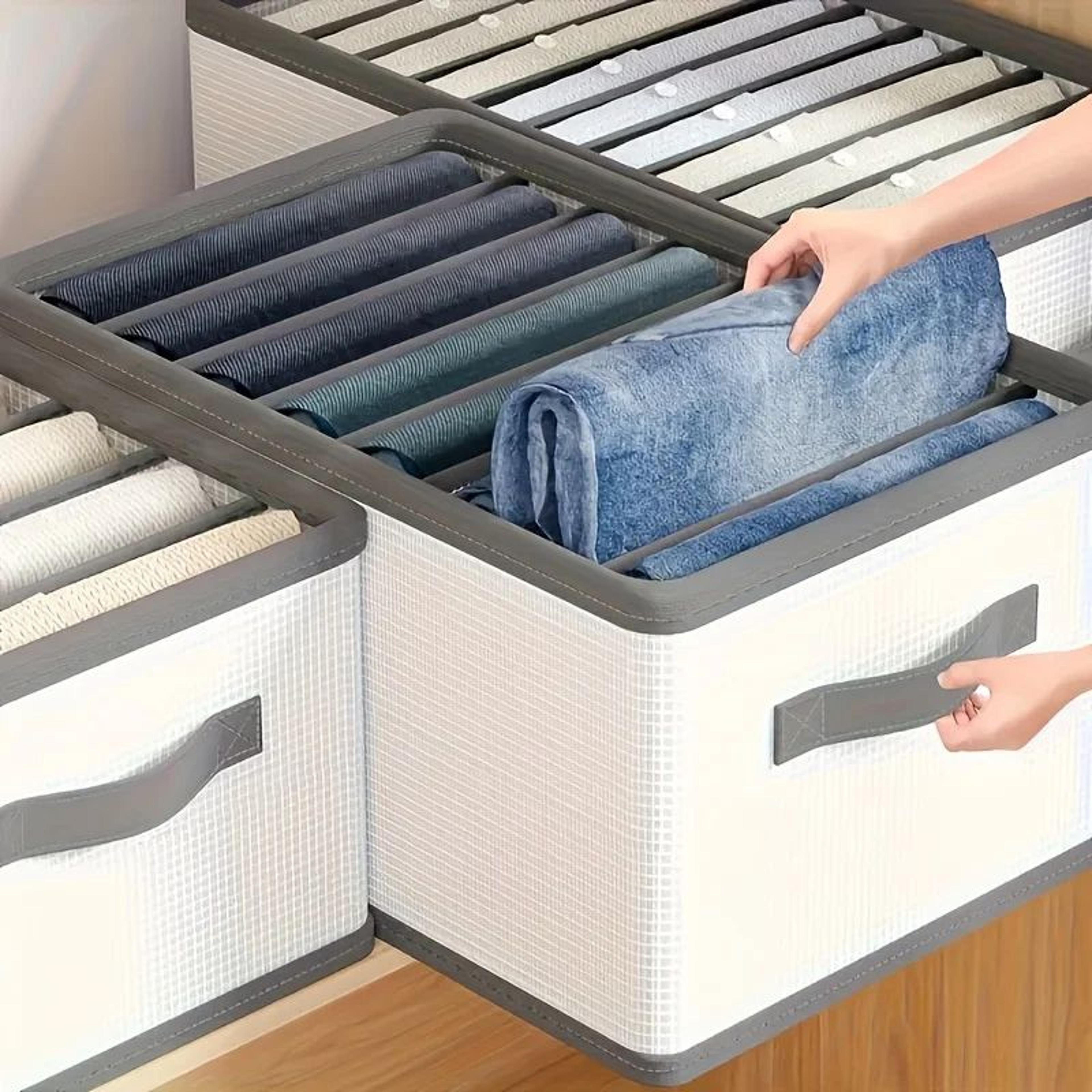 foldable fabric drawer organizer – multi-compartment clothes storage box with handles for closet, pants, bedding & linen