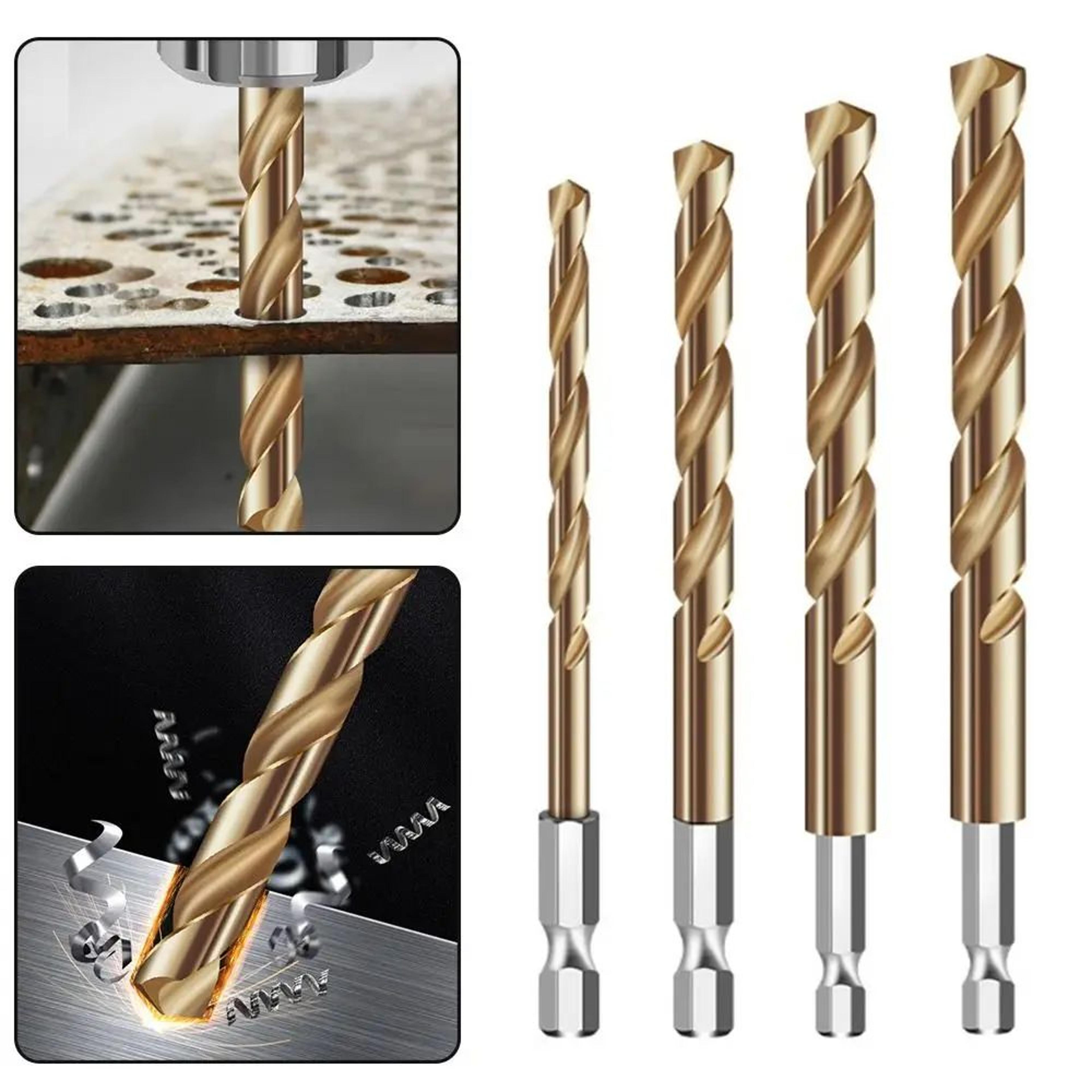 hss titanium coated twist drill bit – 1/4 in hex shank quick change power tool for wood, plastic, aluminum & iron