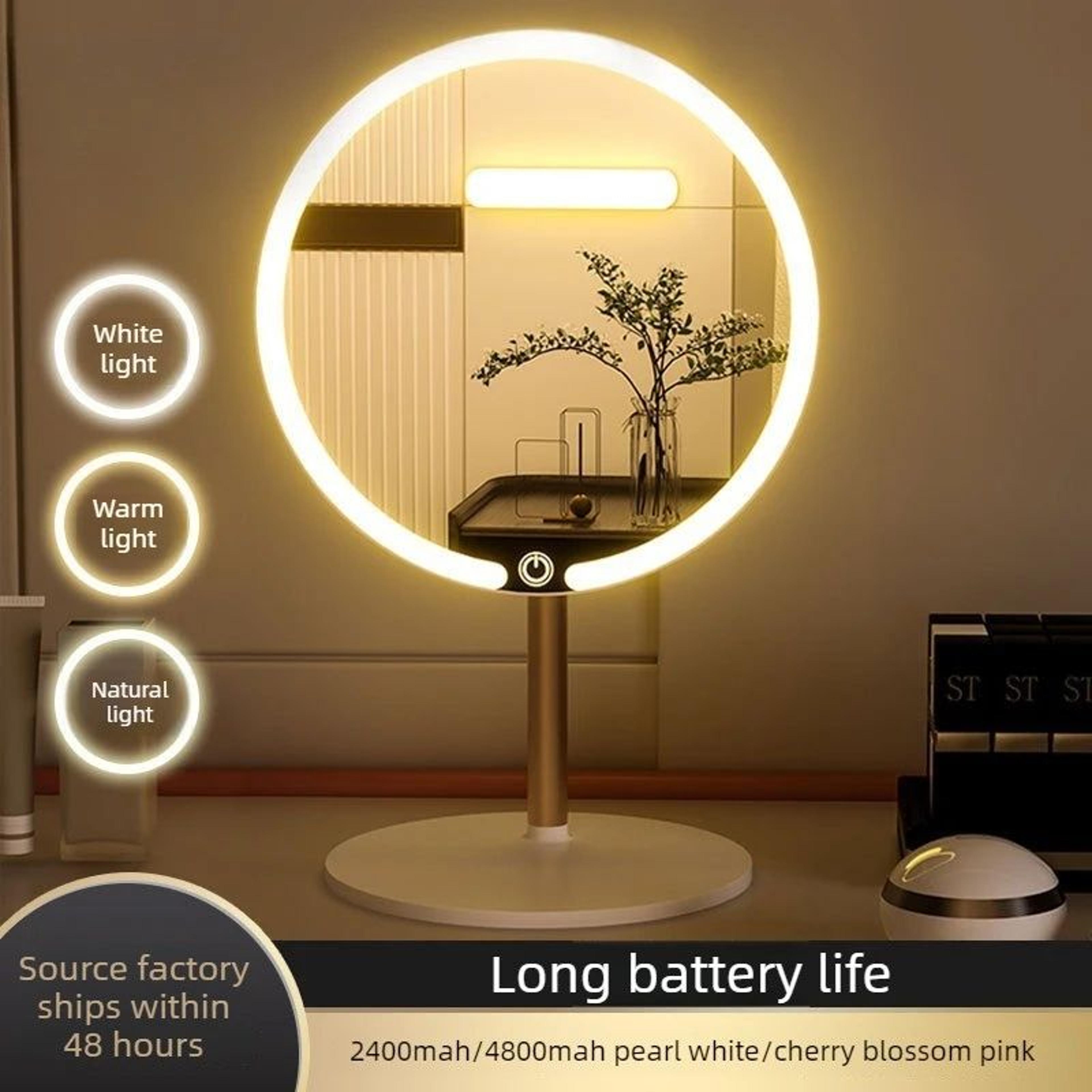 round led makeup vanity mirror – lighted desktop beauty mirror for makeup, skincare, bathroom & dressing table deco