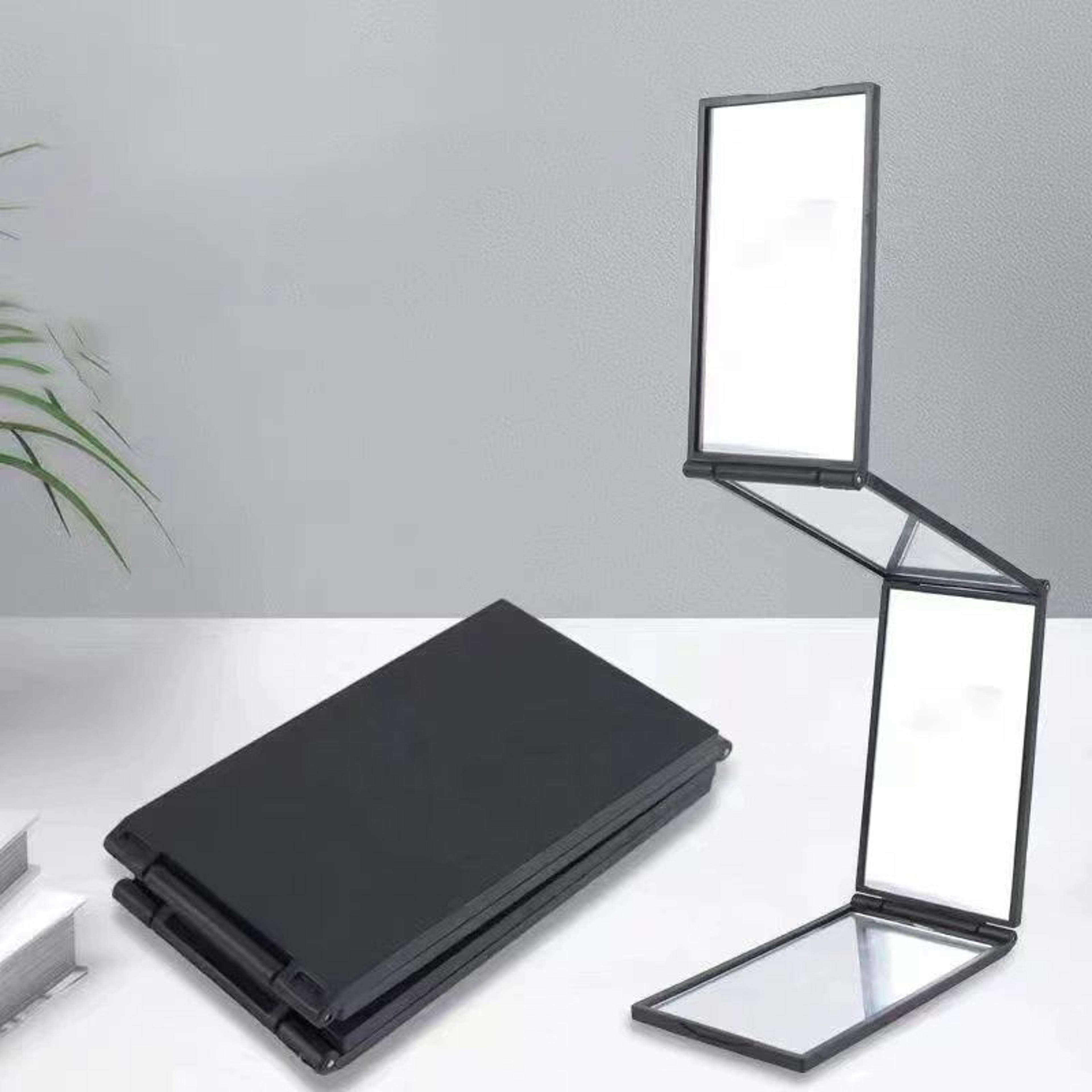 4-way foldable self hair cutting mirror – 360° portable handheld desktop makeup grooming mirror for home & travel