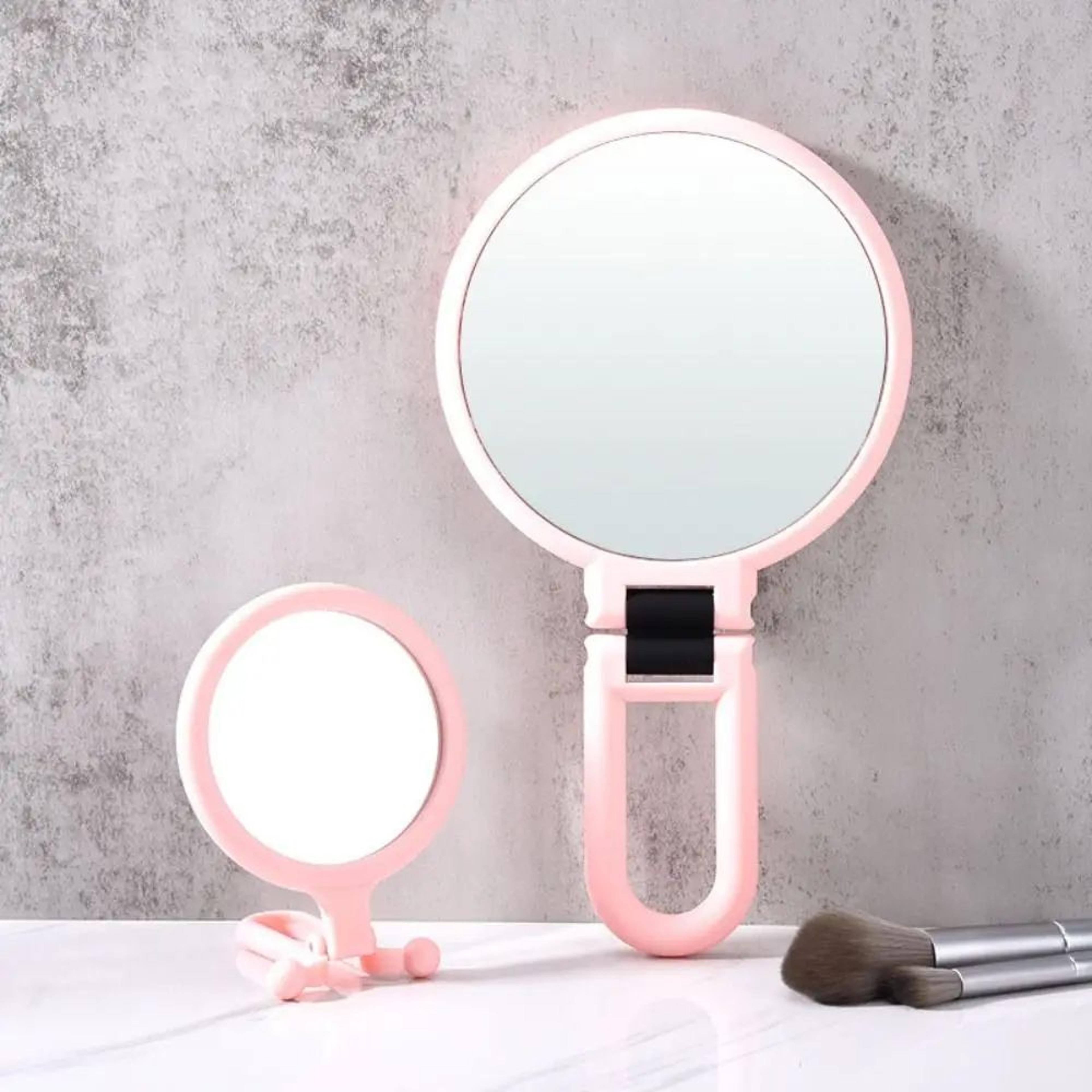 5x 10x 15x magnifying makeup mirror – foldable compact stand cosmetic mirror for travel, myopia grooming and beauty